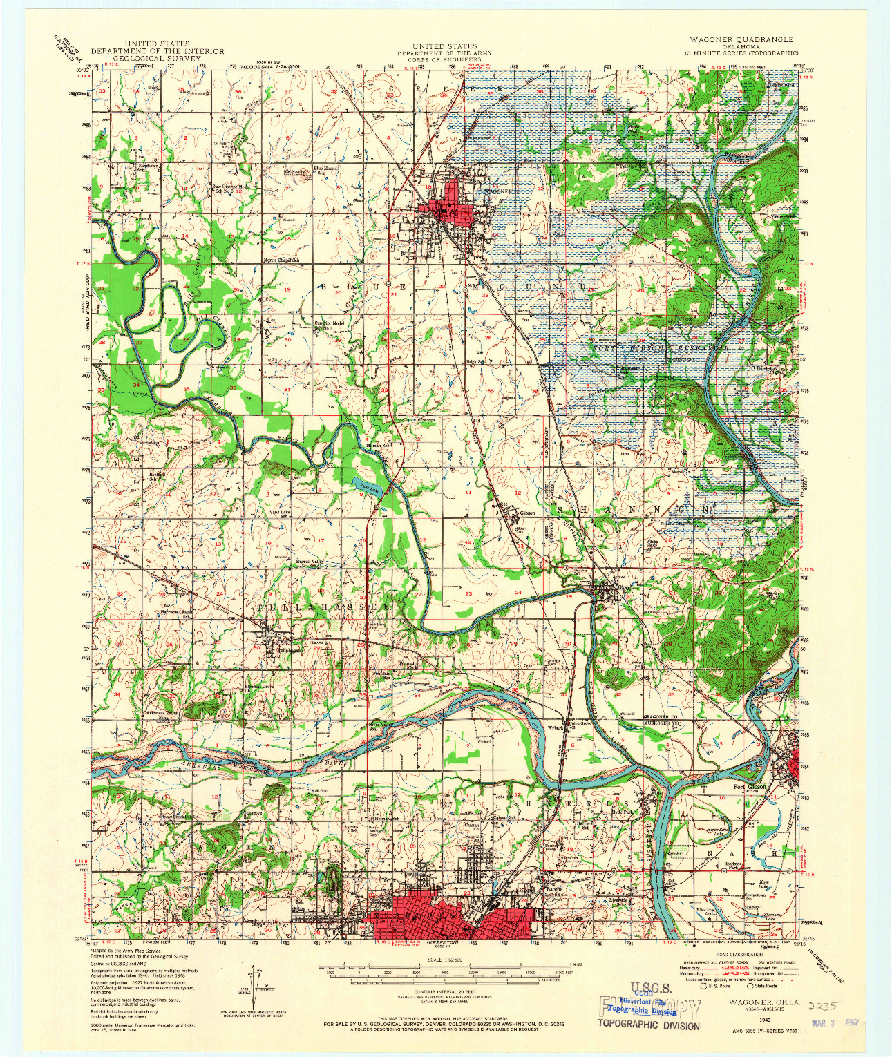 USGS 1:62500-SCALE QUADRANGLE FOR WAGONER, OK 1948
