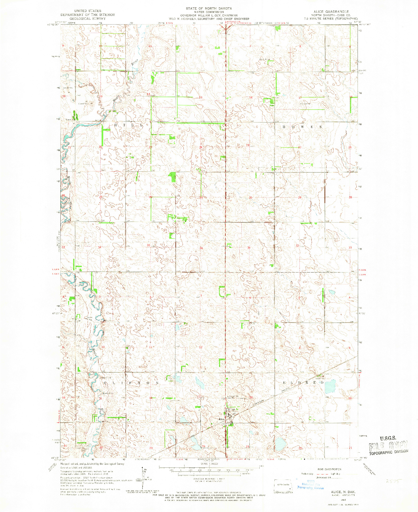 USGS 1:24000-SCALE QUADRANGLE FOR ALICE, ND 1965