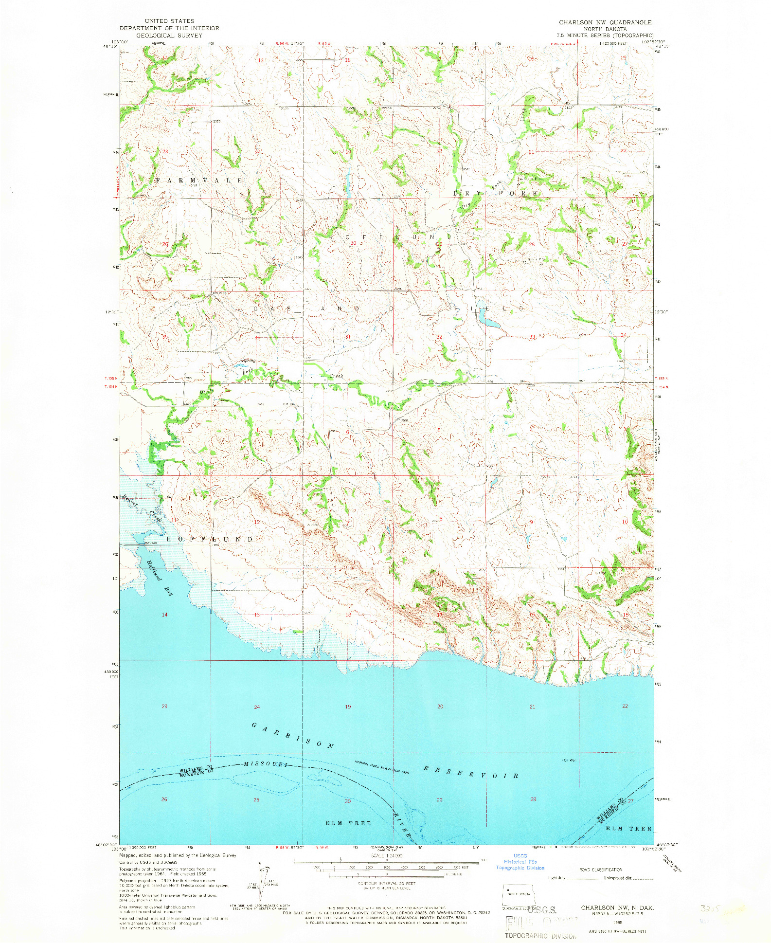 USGS 1:24000-SCALE QUADRANGLE FOR CHARLSON NW, ND 1965