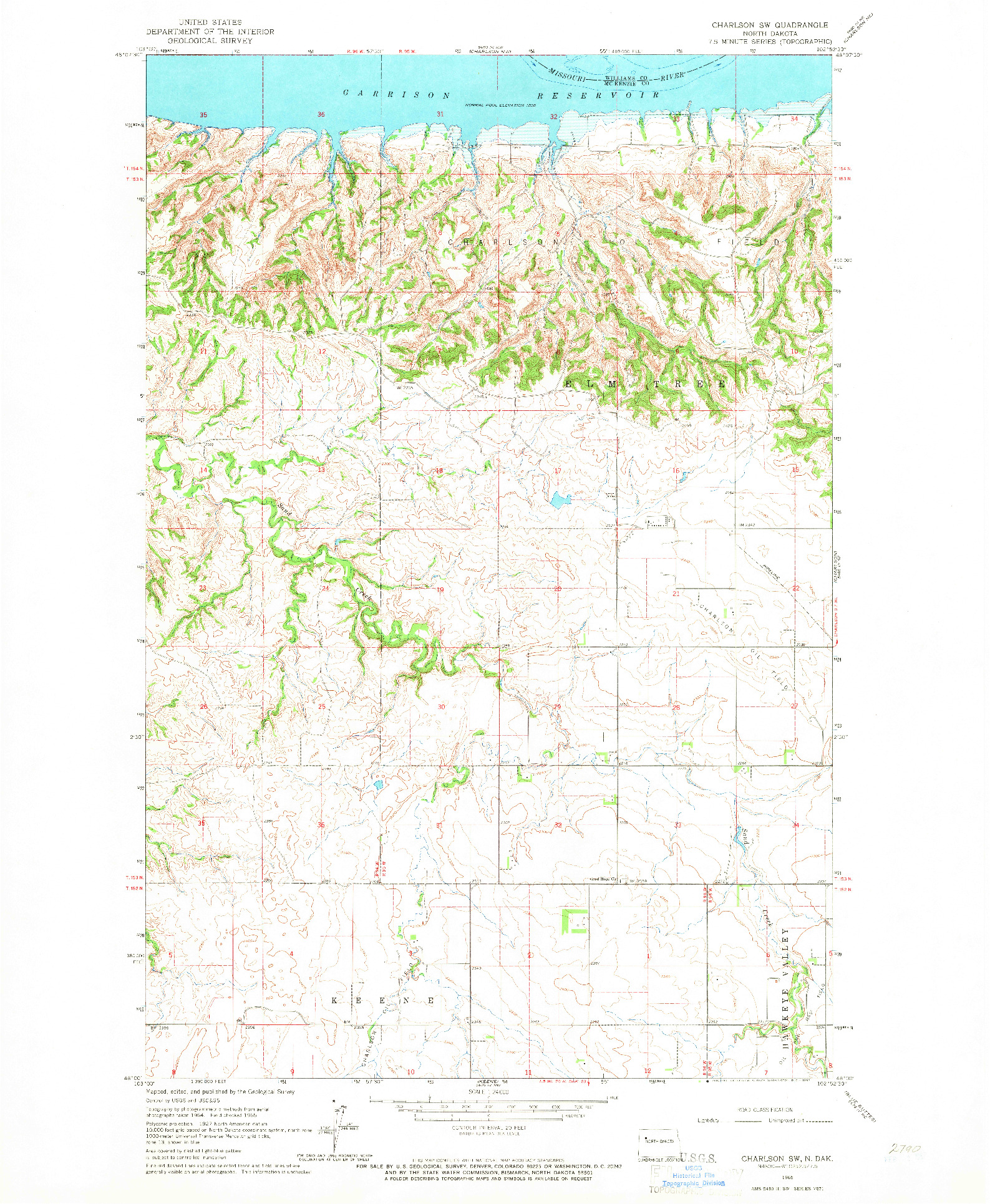 USGS 1:24000-SCALE QUADRANGLE FOR CHARLSON SW, ND 1965