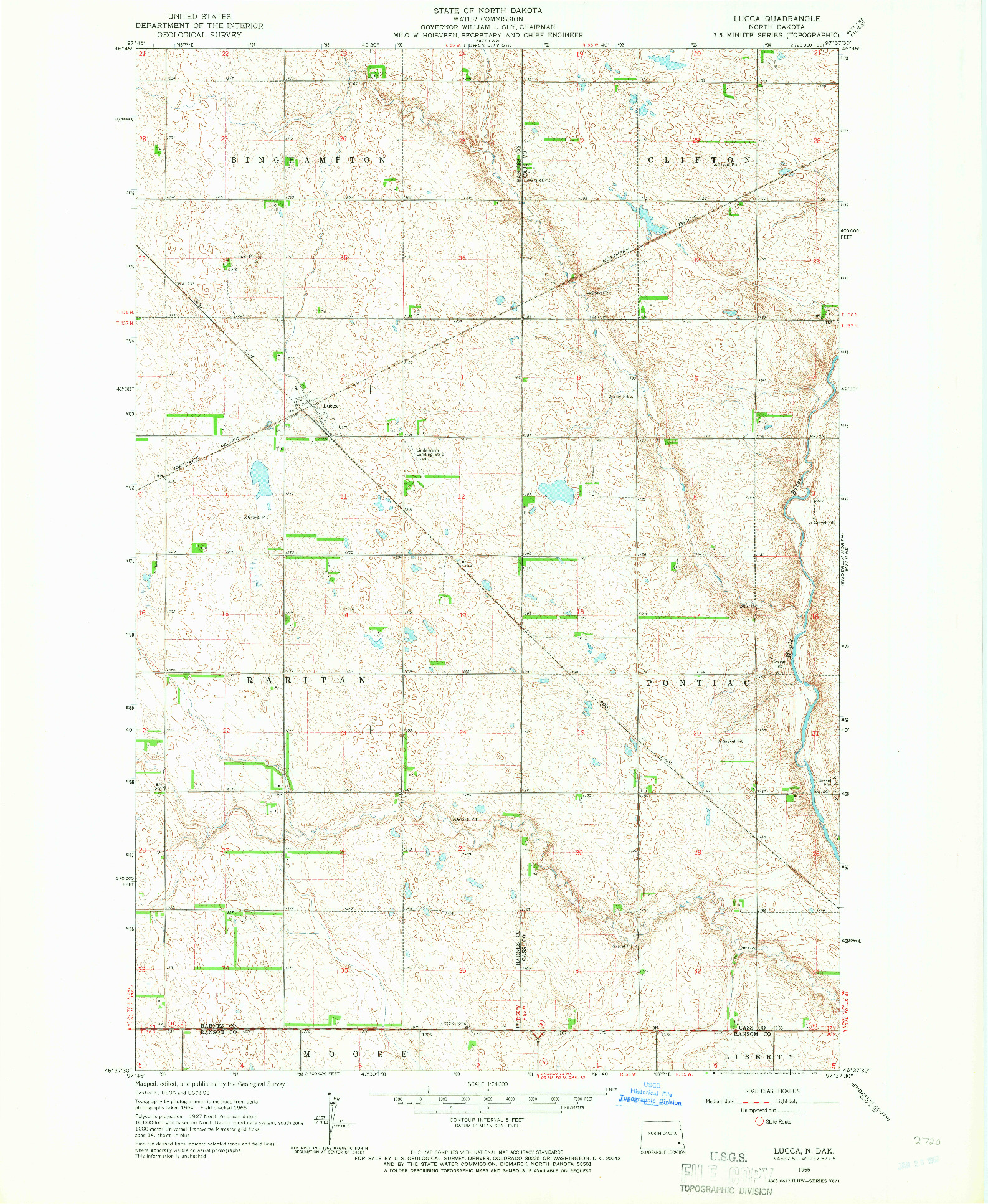 USGS 1:24000-SCALE QUADRANGLE FOR LUCCA, ND 1965