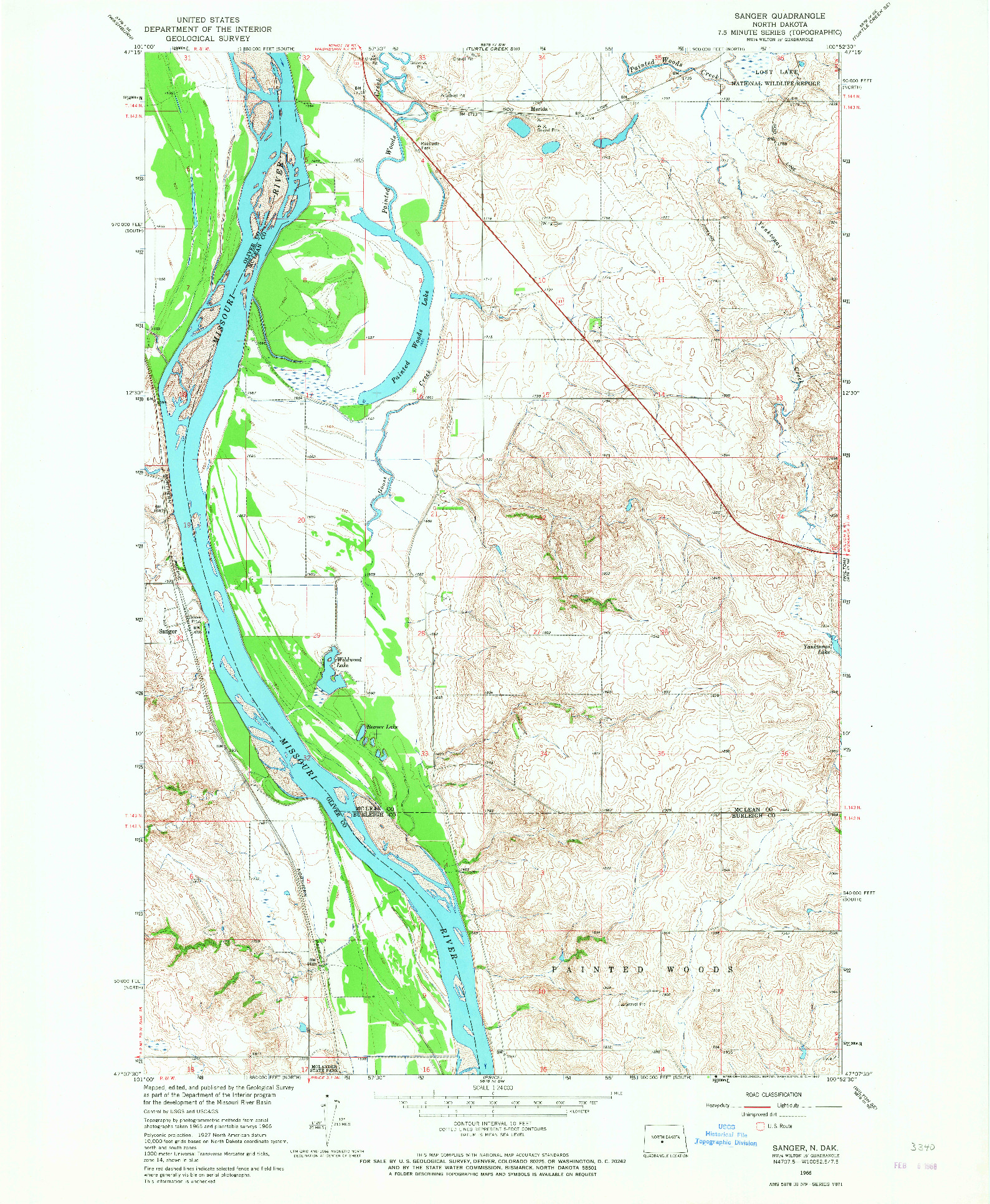 USGS 1:24000-SCALE QUADRANGLE FOR SANGER, ND 1966