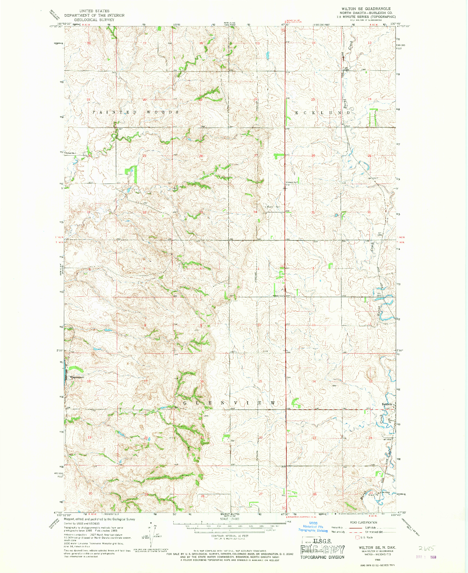 USGS 1:24000-SCALE QUADRANGLE FOR WILTON SE, ND 1966