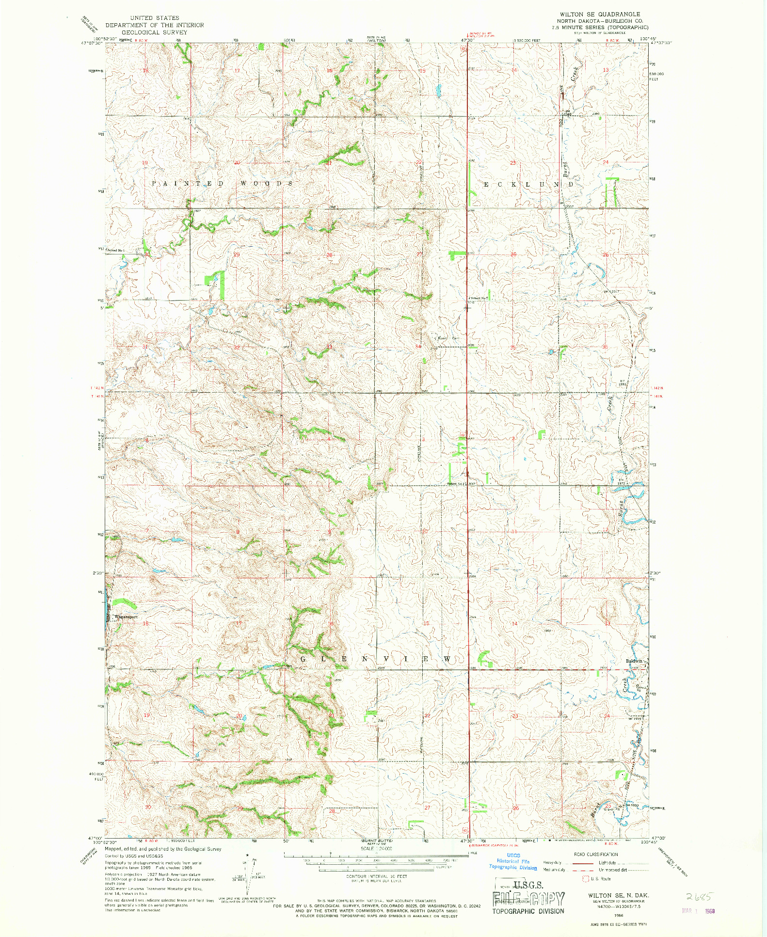 USGS 1:24000-SCALE QUADRANGLE FOR WILTON SE, ND 1966