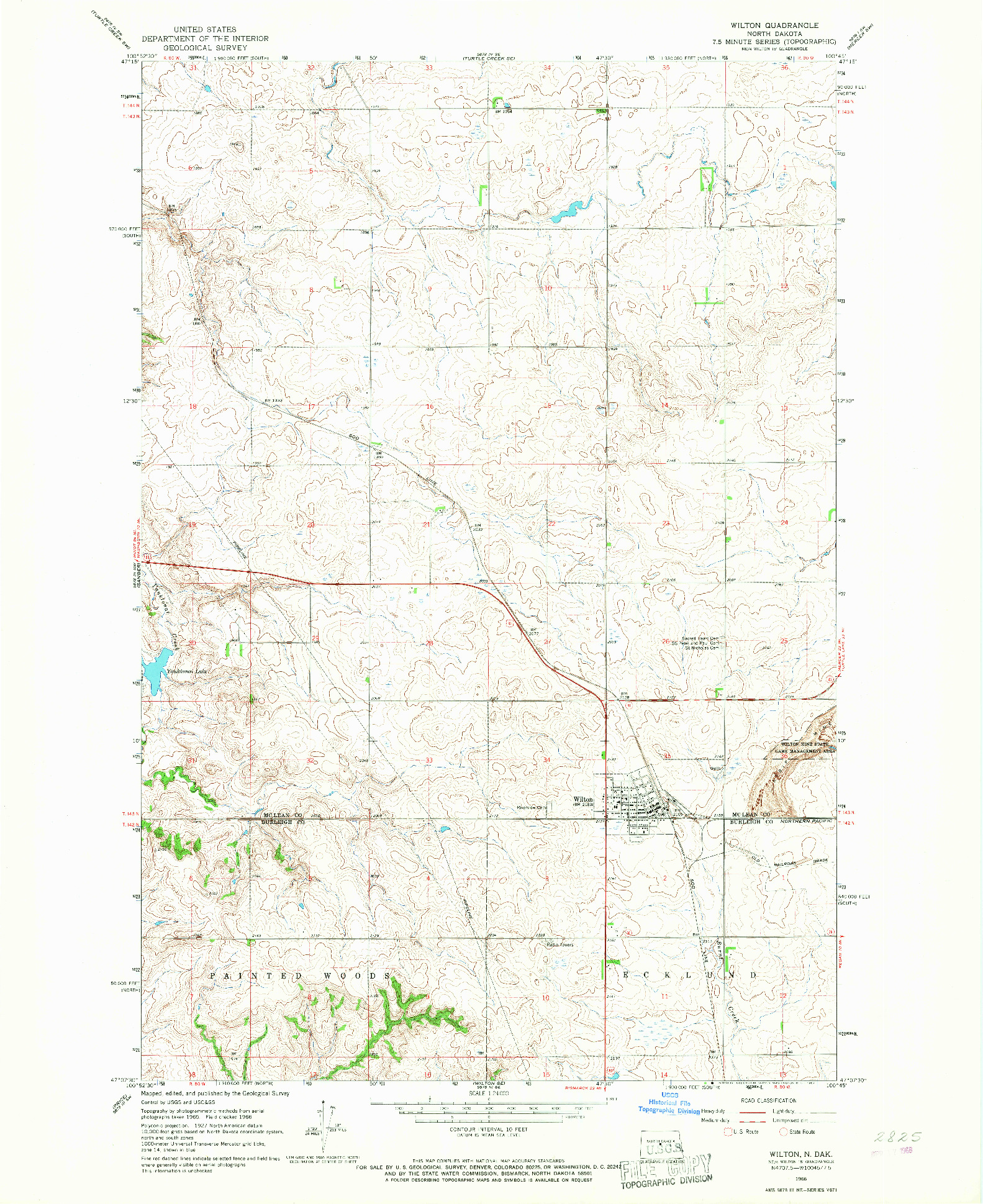USGS 1:24000-SCALE QUADRANGLE FOR WILTON, ND 1966