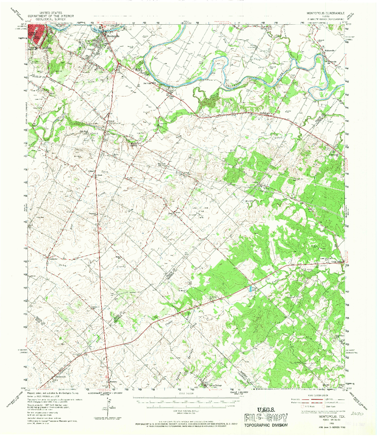 USGS 1:62500-SCALE QUADRANGLE FOR MONTOPOLIS, TX 1955