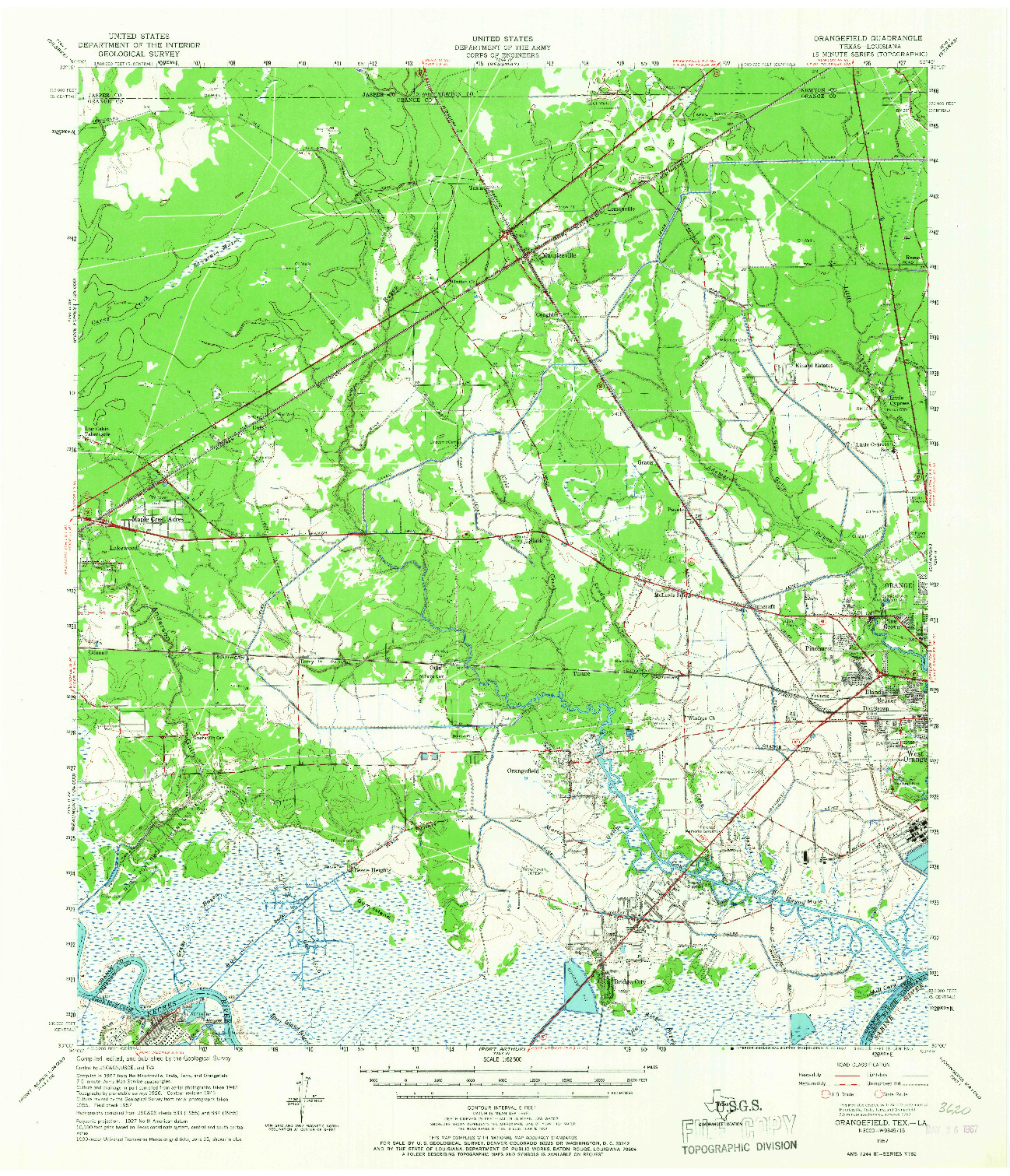 USGS 1:62500-SCALE QUADRANGLE FOR ORANGEFIELD, TX 1957