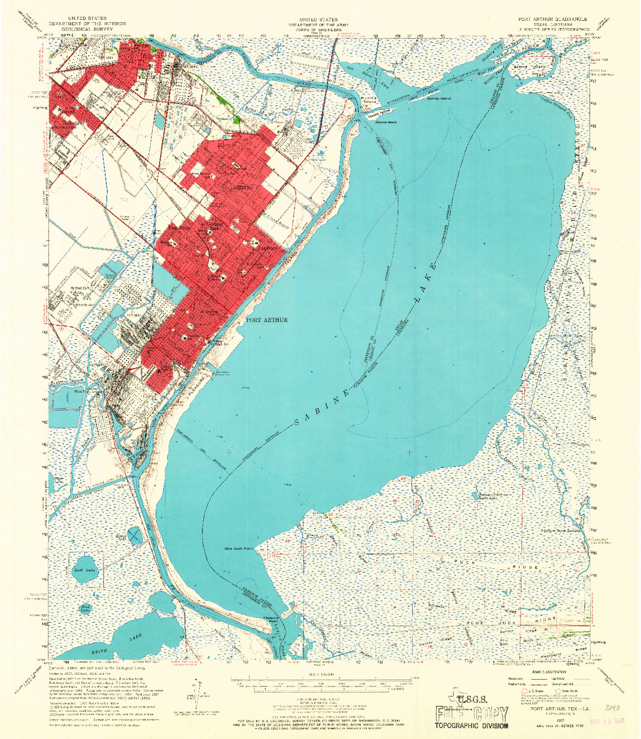 USGS 1:62500-SCALE QUADRANGLE FOR PORT ARTHUR, TX 1957