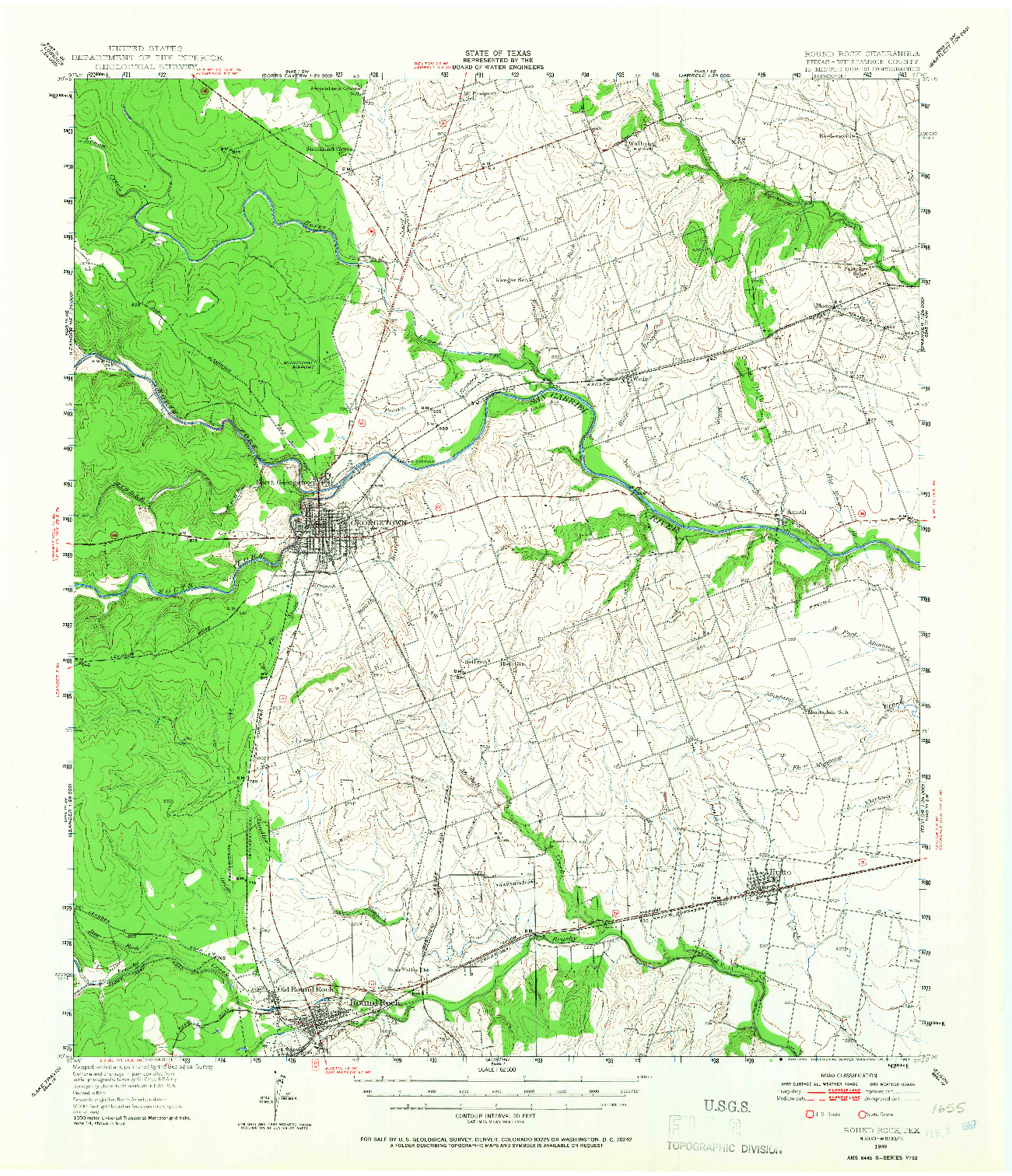 USGS 1:62500-SCALE QUADRANGLE FOR ROUND ROCK, TX 1949