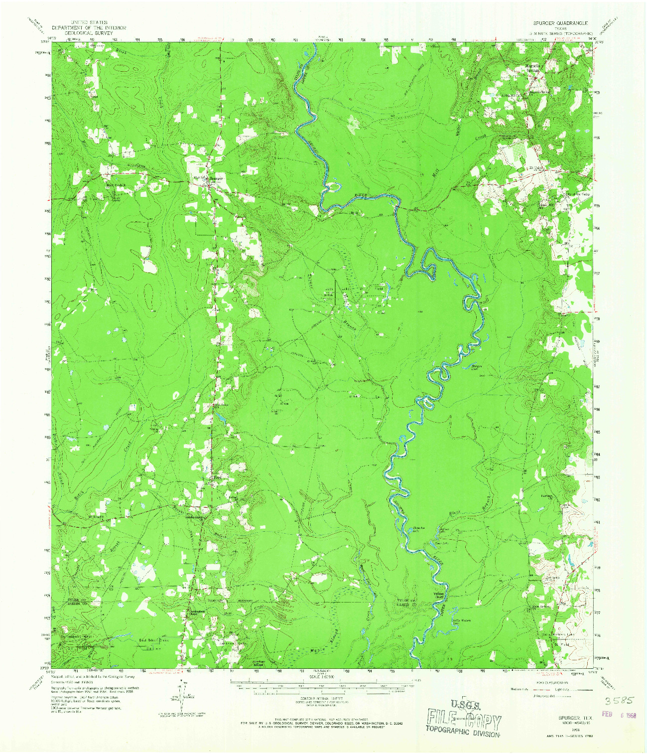 USGS 1:62500-SCALE QUADRANGLE FOR SPURGER, TX 1958