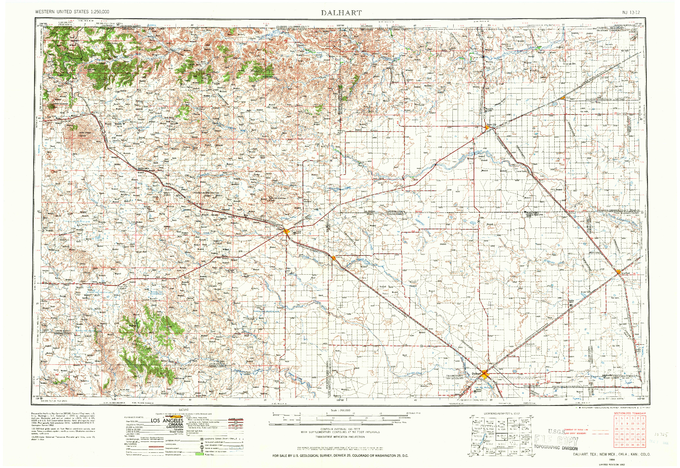 USGS 1:250000-SCALE QUADRANGLE FOR DALHART, TX 1954