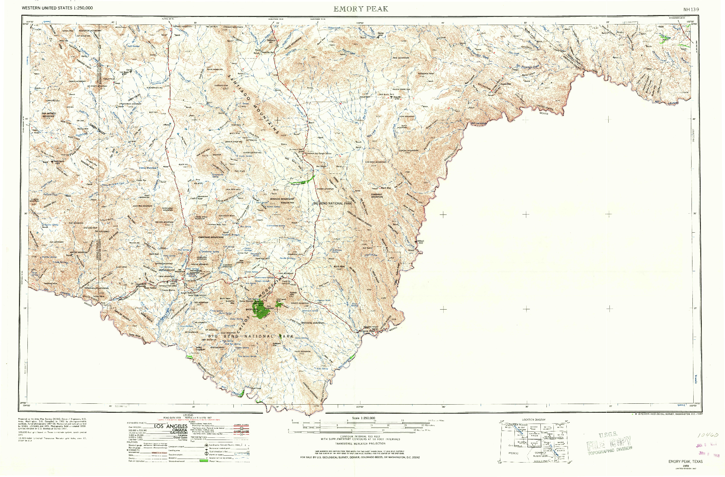 USGS 1:250000-SCALE QUADRANGLE FOR EMORY PEAK, TX 1959