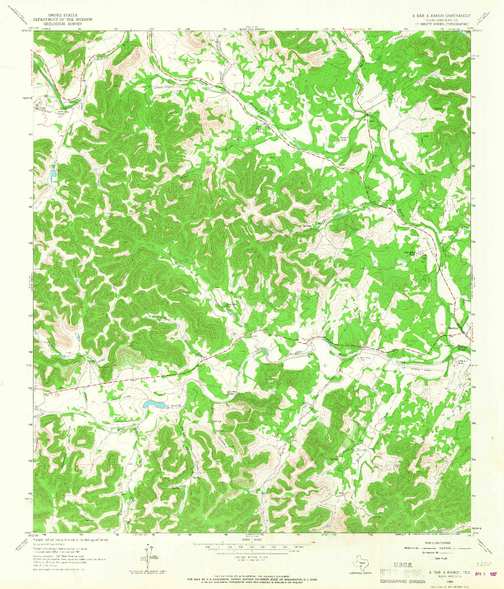 USGS 1:24000-SCALE QUADRANGLE FOR A BAR A RANCH, TX 1964