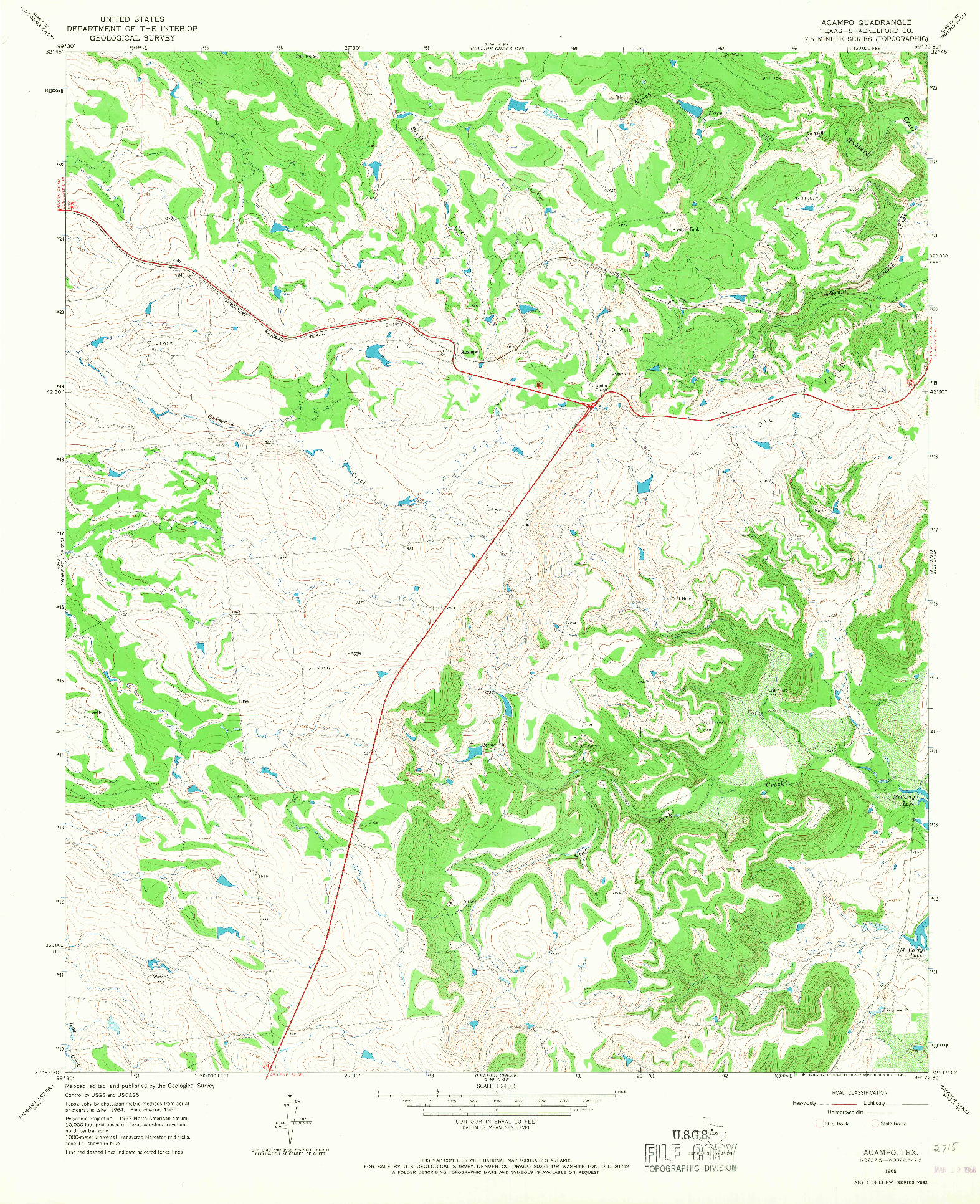 USGS 1:24000-SCALE QUADRANGLE FOR ACAMPO, TX 1965