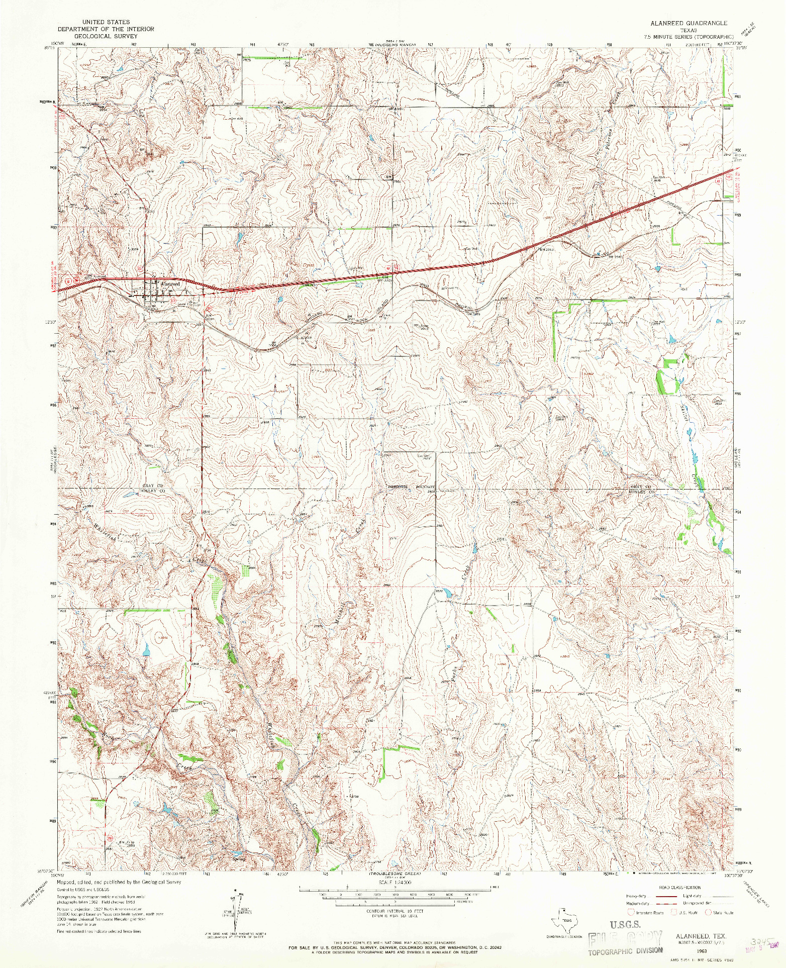 USGS 1:24000-SCALE QUADRANGLE FOR ALANREED, TX 1963