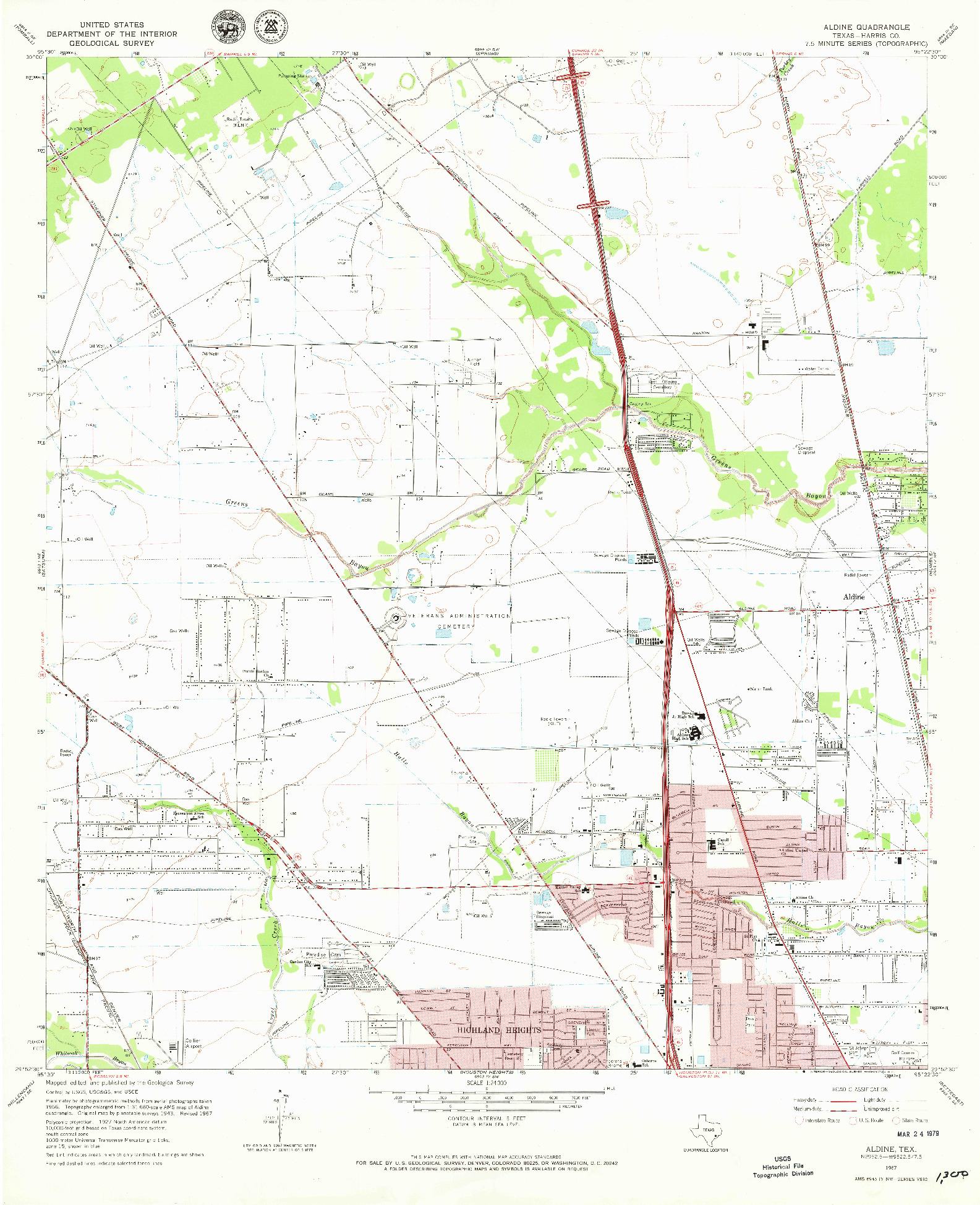 USGS 1:24000-SCALE QUADRANGLE FOR ALDINE, TX 1967