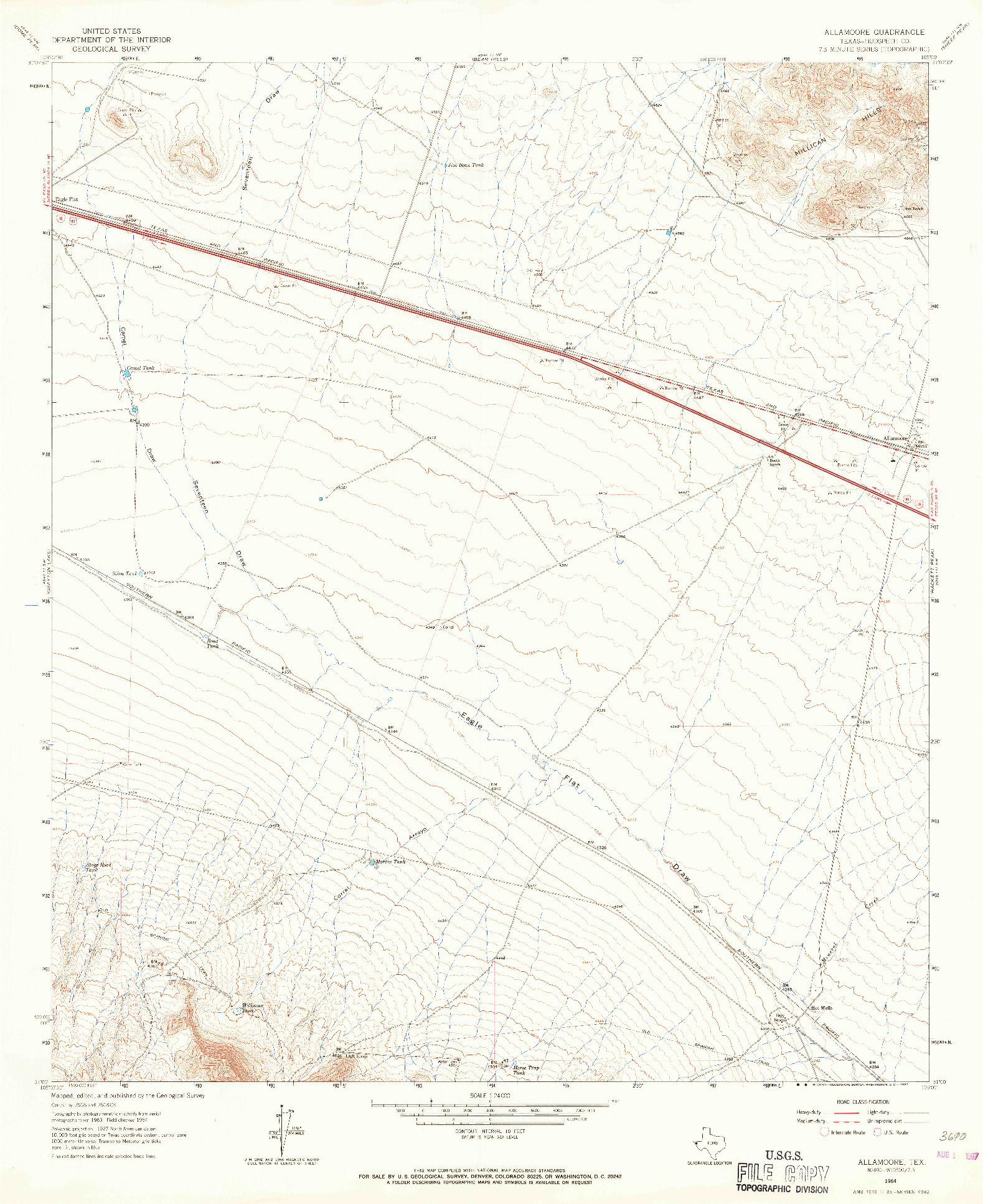 USGS 1:24000-SCALE QUADRANGLE FOR ALLAMOORE, TX 1964