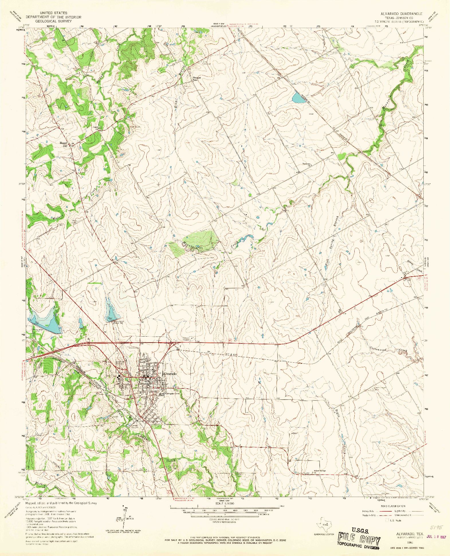 USGS 1:24000-SCALE QUADRANGLE FOR ALVARADO, TX 1961