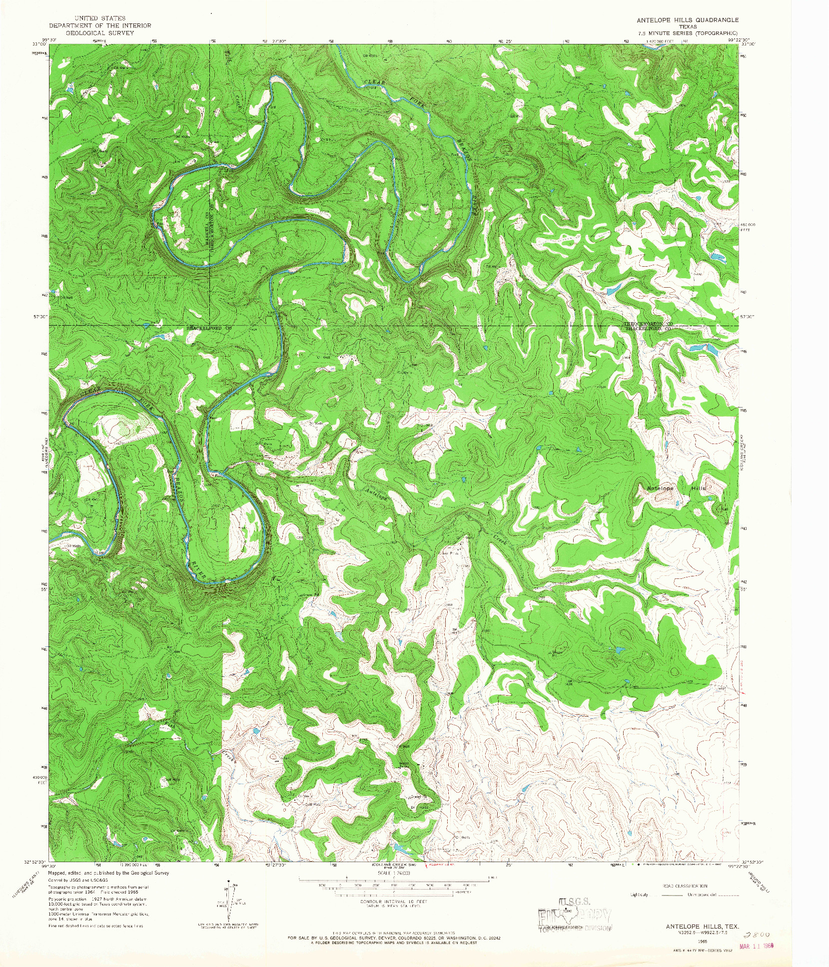 USGS 1:24000-SCALE QUADRANGLE FOR ANTELOPE HILLS, TX 1965