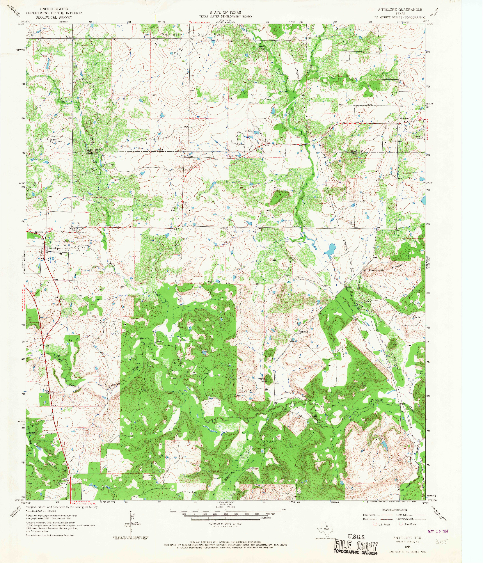 USGS 1:24000-SCALE QUADRANGLE FOR ANTELOPE, TX 1964