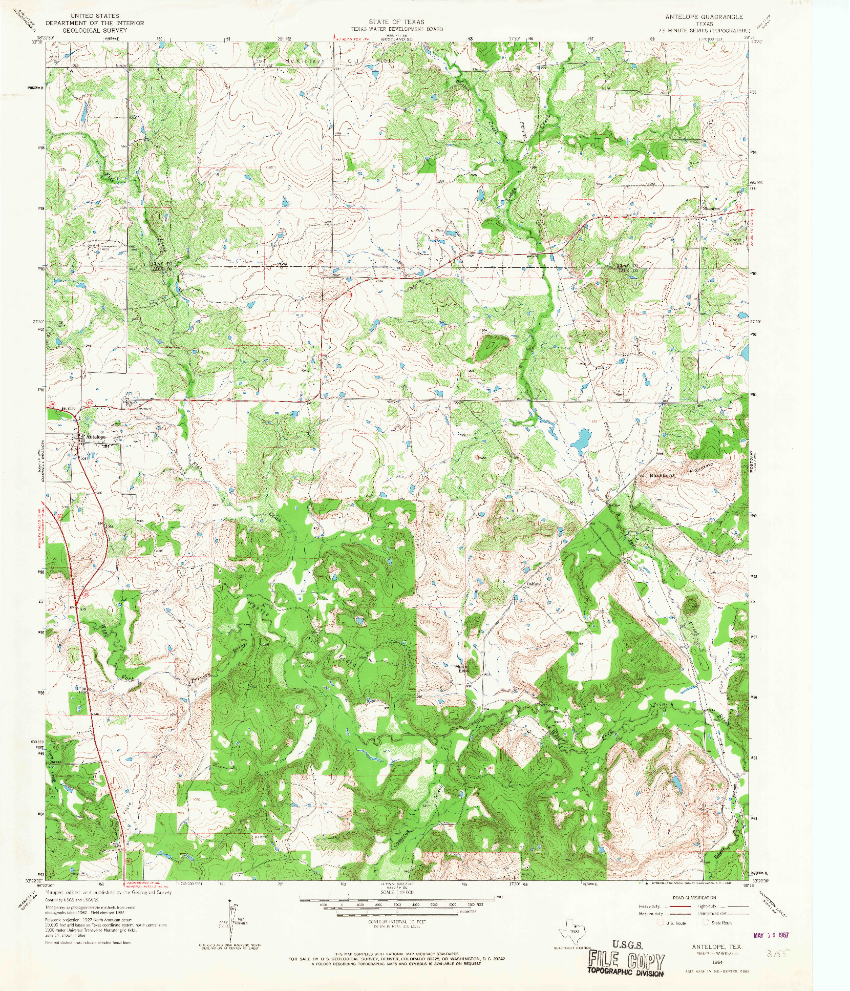 USGS 1:24000-SCALE QUADRANGLE FOR ANTELOPE, TX 1964