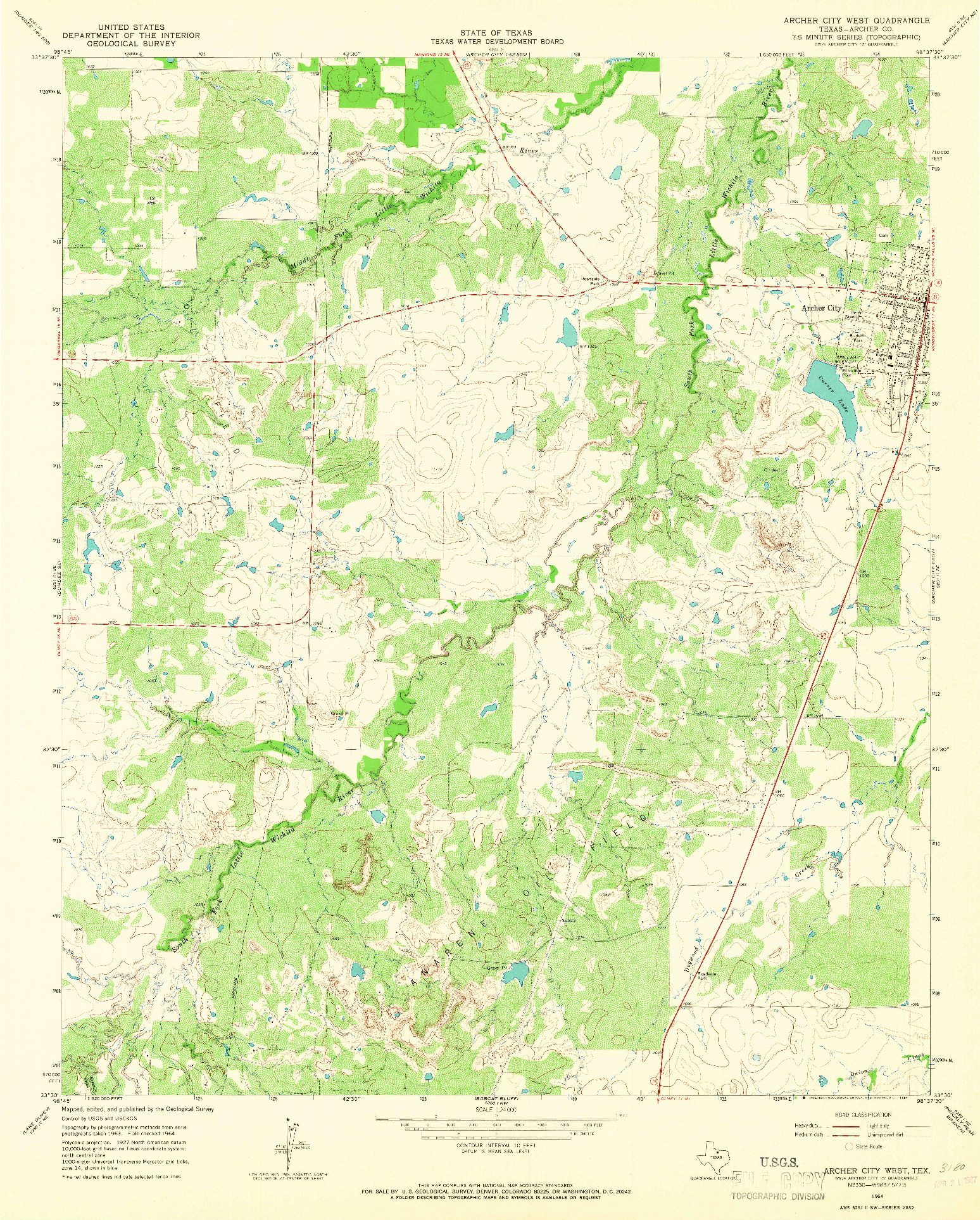 USGS 1:24000-SCALE QUADRANGLE FOR ARCHER CITY WEST, TX 1964