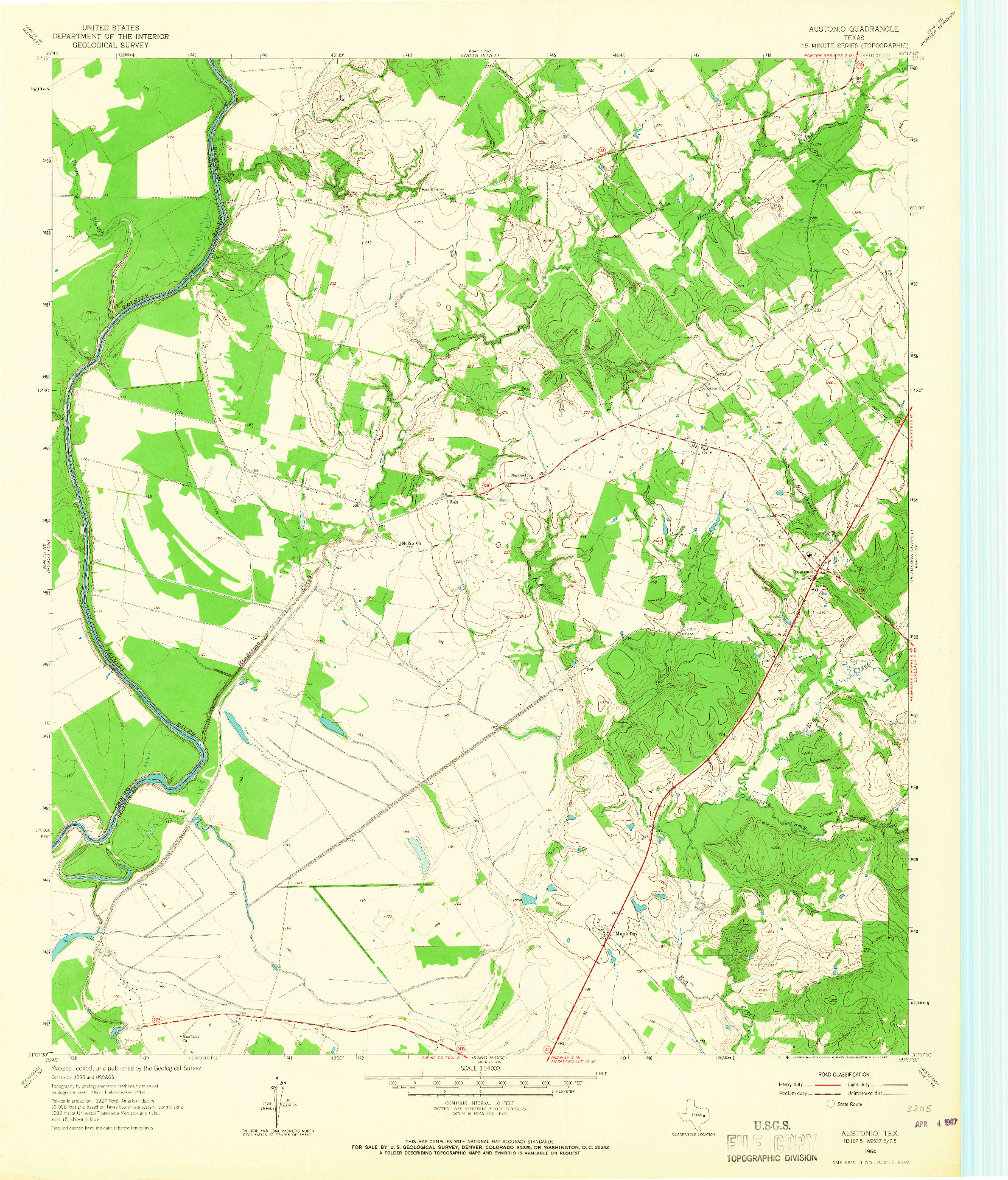 USGS 1:24000-SCALE QUADRANGLE FOR AUSTONIO, TX 1964