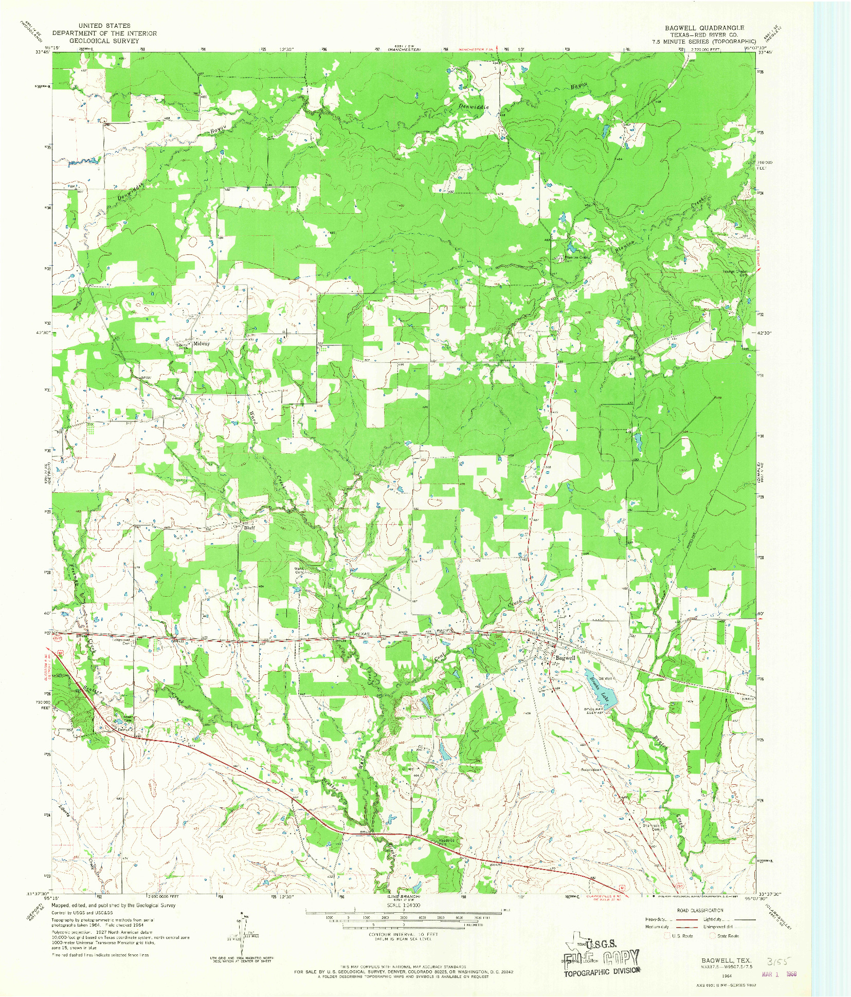 USGS 1:24000-SCALE QUADRANGLE FOR BAGWELL, TX 1964