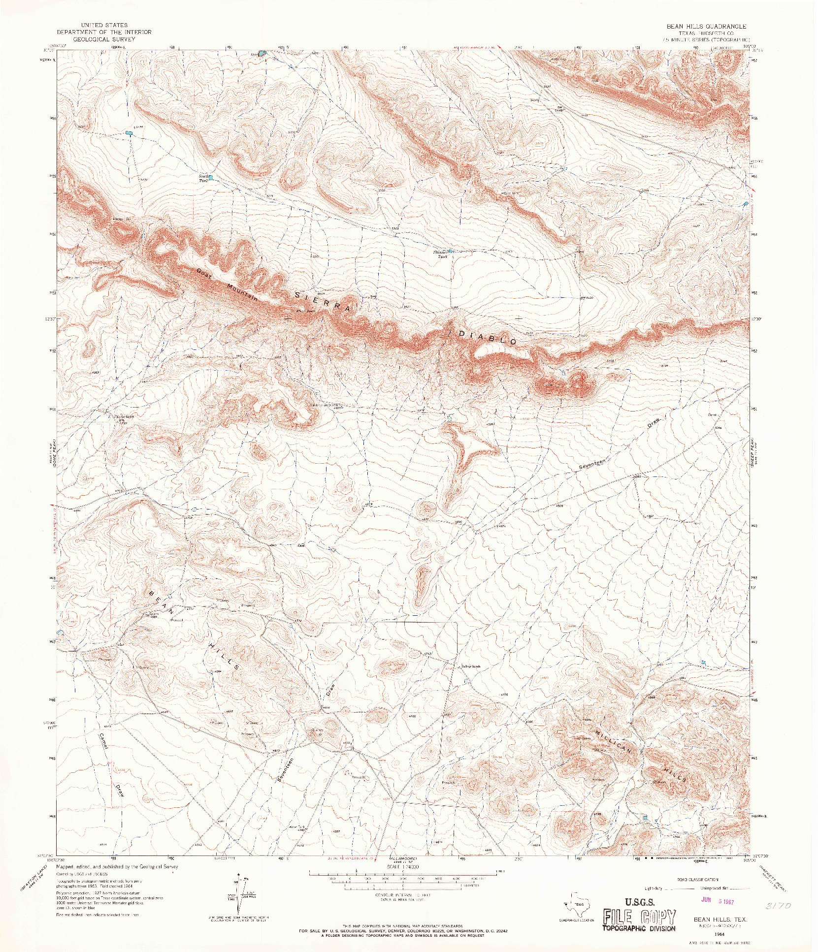 USGS 1:24000-SCALE QUADRANGLE FOR BEAN HILLS, TX 1964