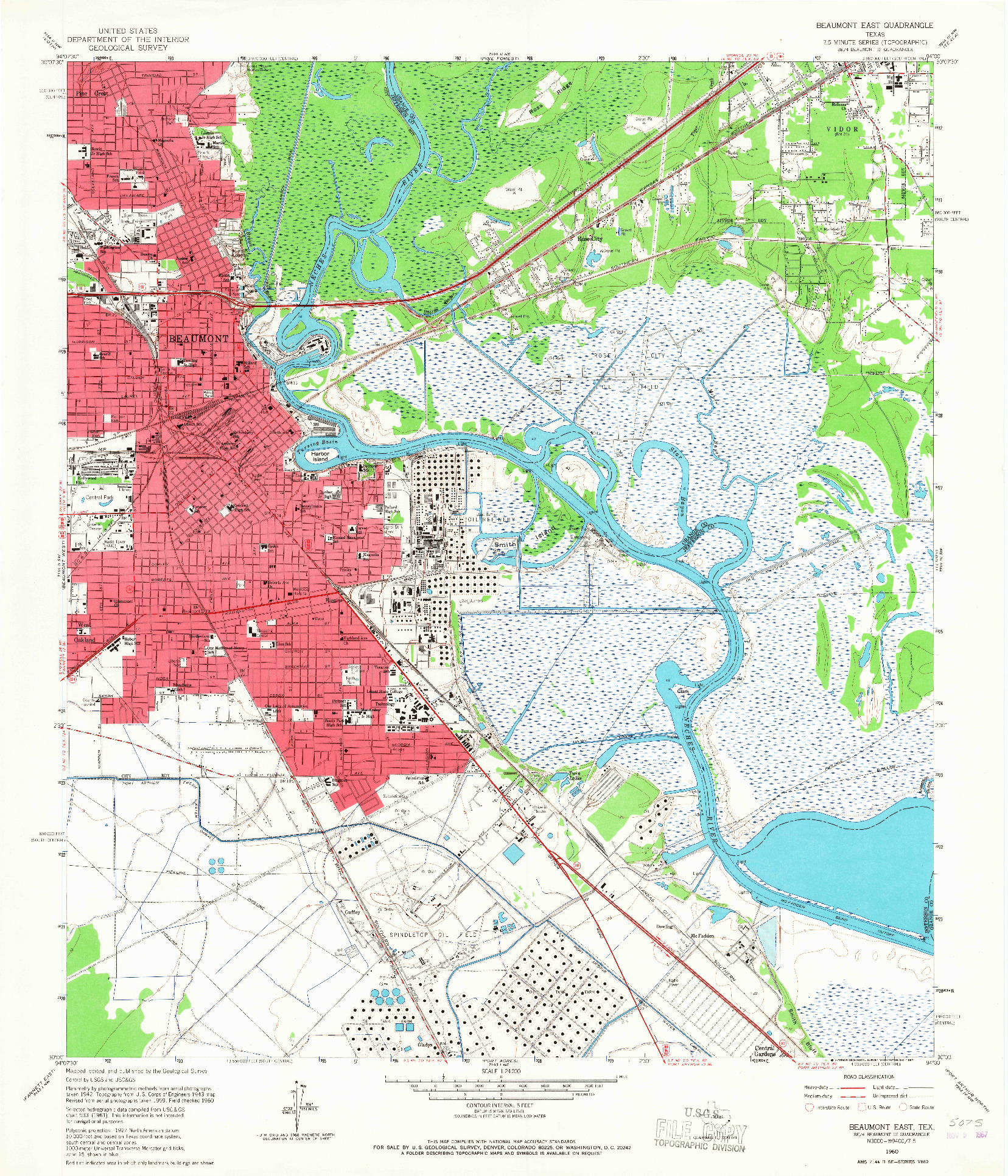 USGS 1:24000-SCALE QUADRANGLE FOR BEAUMONT EAST, TX 1960