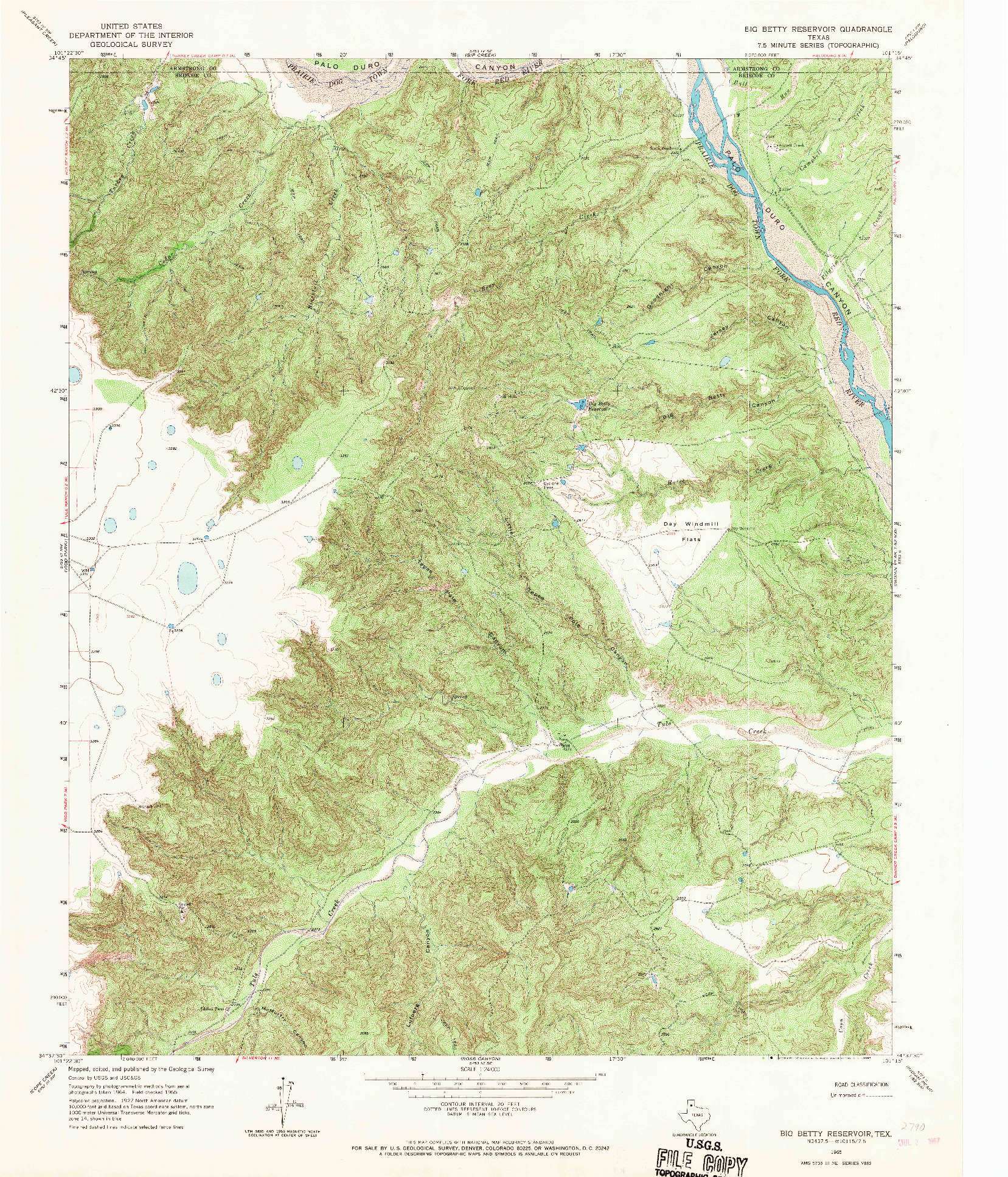 USGS 1:24000-SCALE QUADRANGLE FOR BIG BETTY RESERVOIR, TX 1965