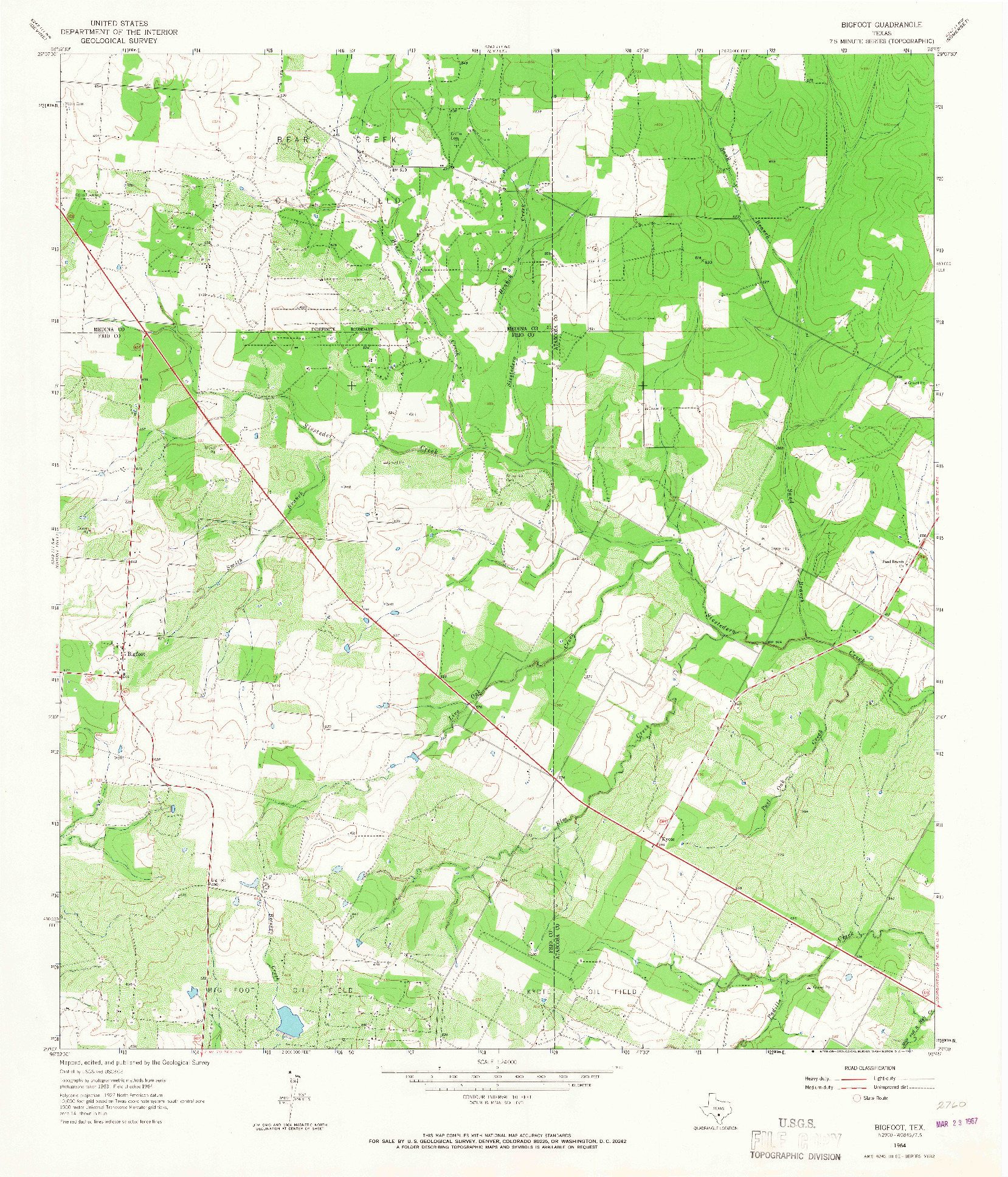 USGS 1:24000-SCALE QUADRANGLE FOR BIGFOOT, TX 1964