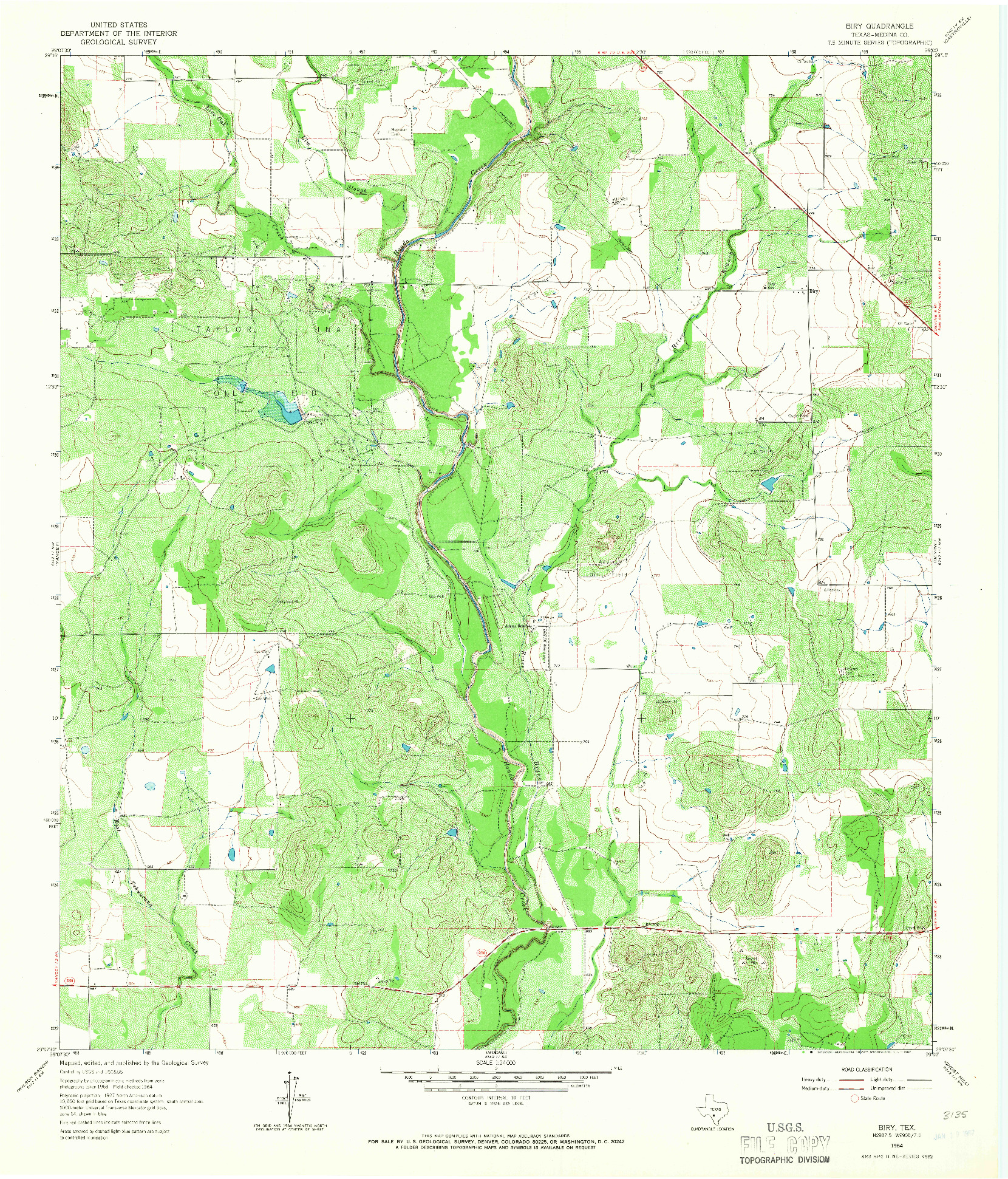 USGS 1:24000-SCALE QUADRANGLE FOR BIRY, TX 1964