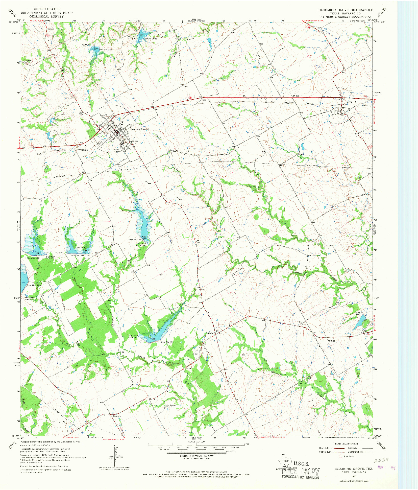 USGS 1:24000-SCALE QUADRANGLE FOR BLOOMING GROVE, TX 1965