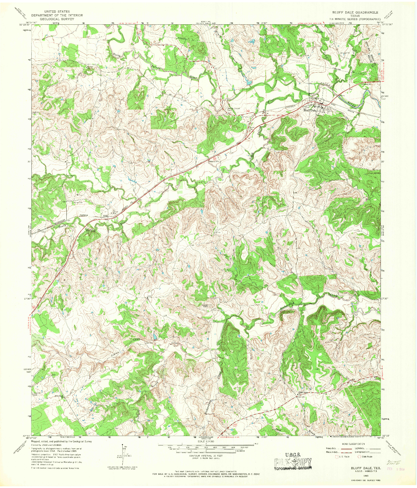 USGS 1:24000-SCALE QUADRANGLE FOR BLUFF DALE, TX 1965