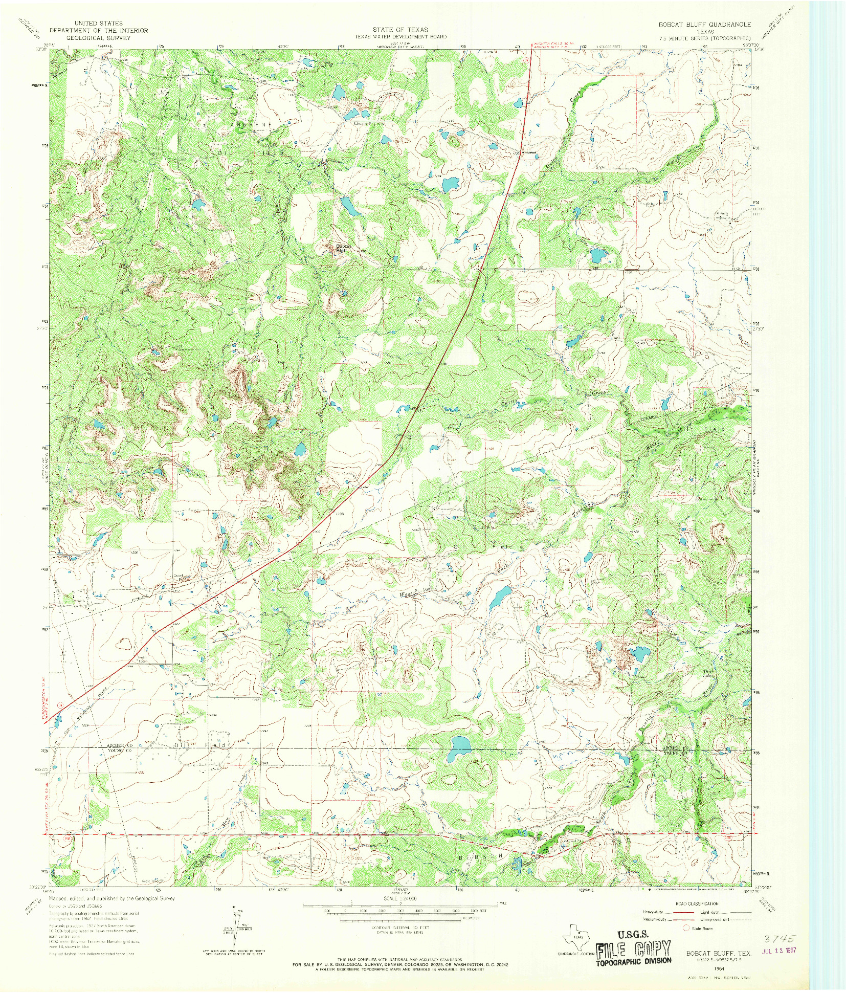 USGS 1:24000-SCALE QUADRANGLE FOR BOBCAT BLUFF, TX 1964