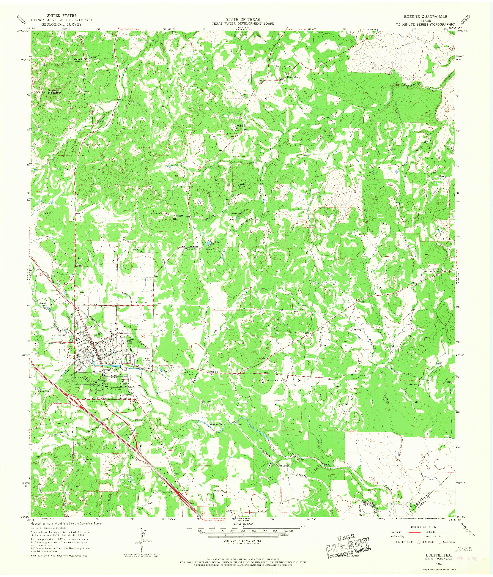 USGS 1:24000-SCALE QUADRANGLE FOR BOERNE, TX 1964