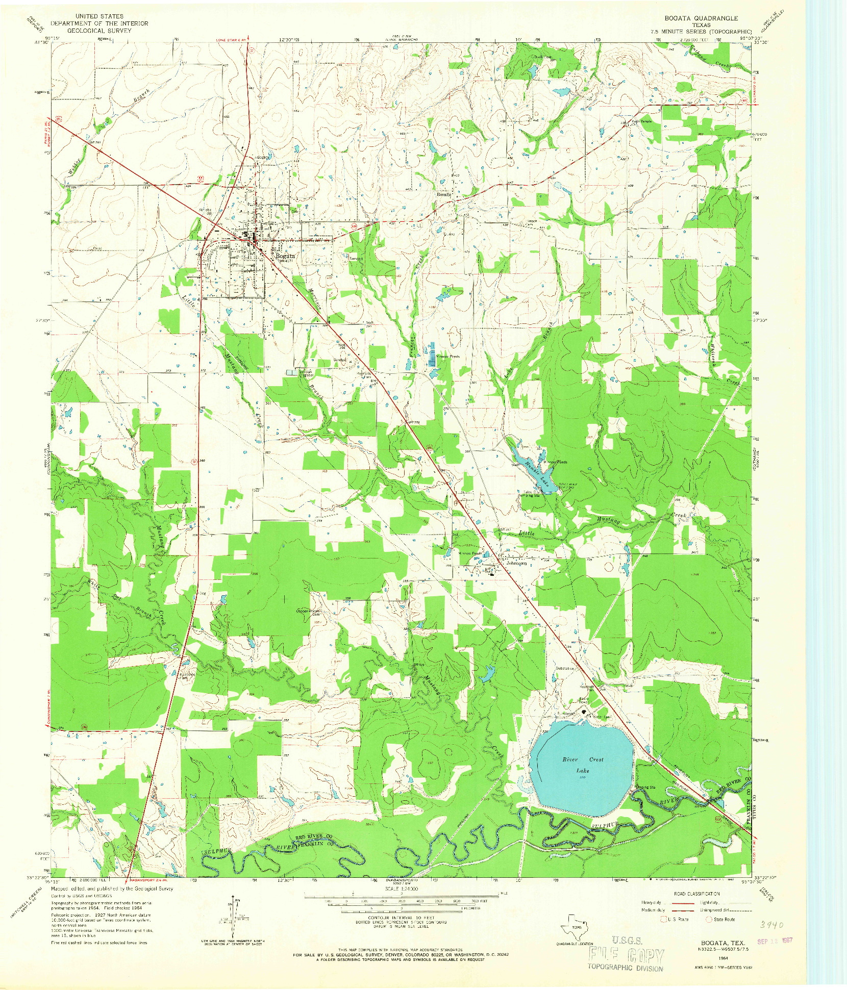 USGS 1:24000-SCALE QUADRANGLE FOR BOGATA, TX 1964