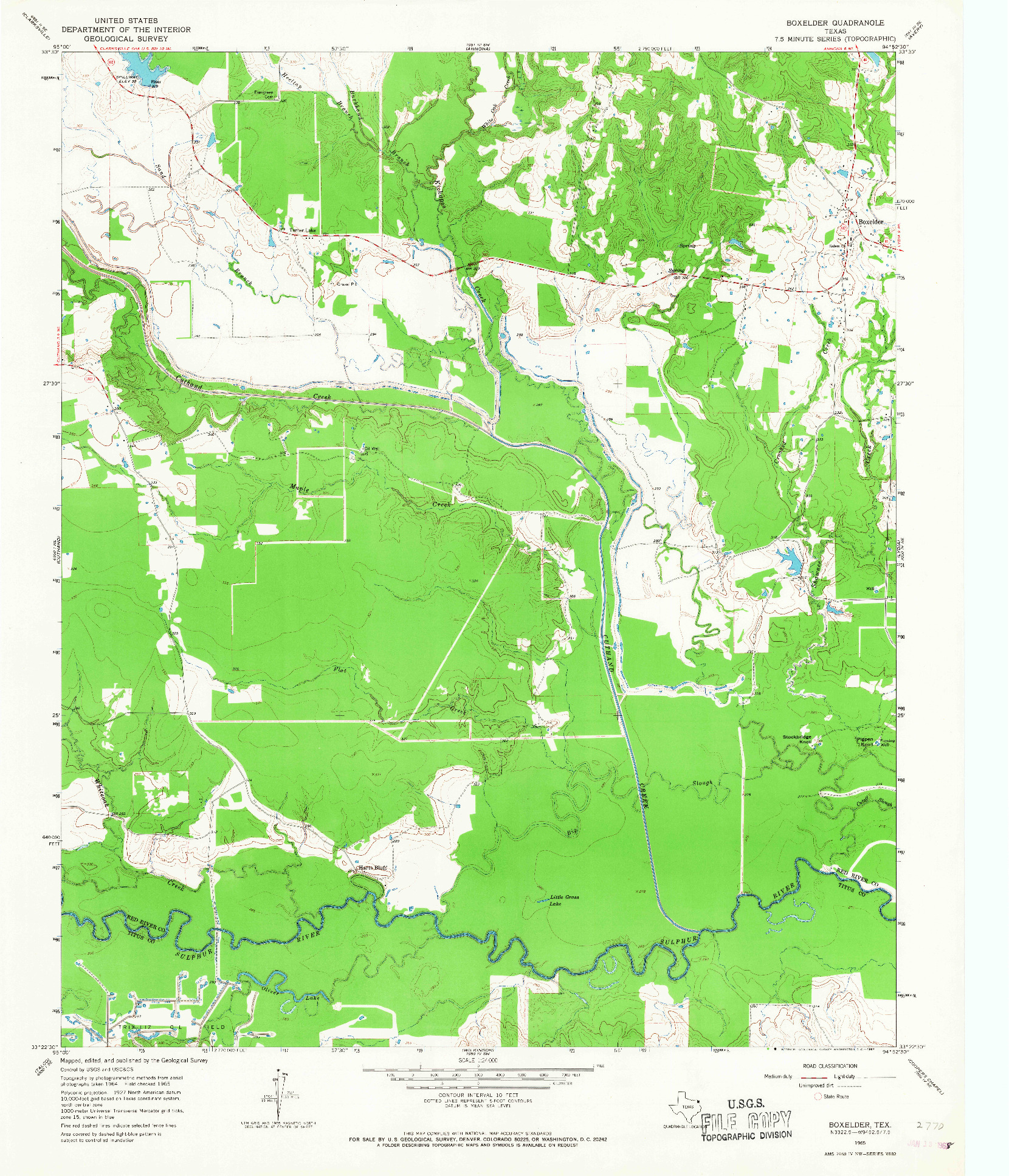USGS 1:24000-SCALE QUADRANGLE FOR BOXELDER, TX 1965