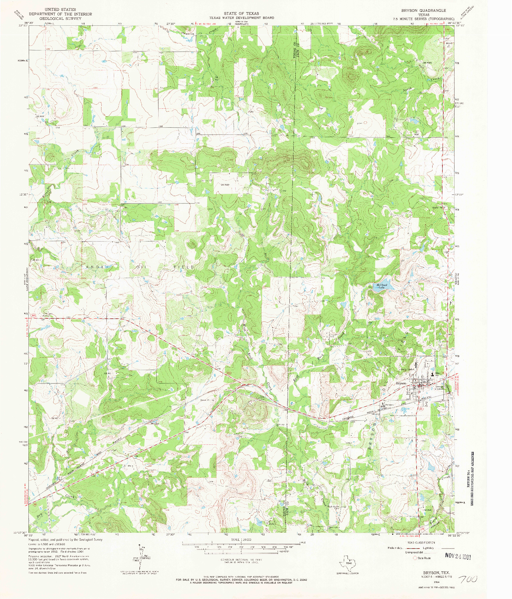 USGS 1:24000-SCALE QUADRANGLE FOR BRYSON, TX 1964