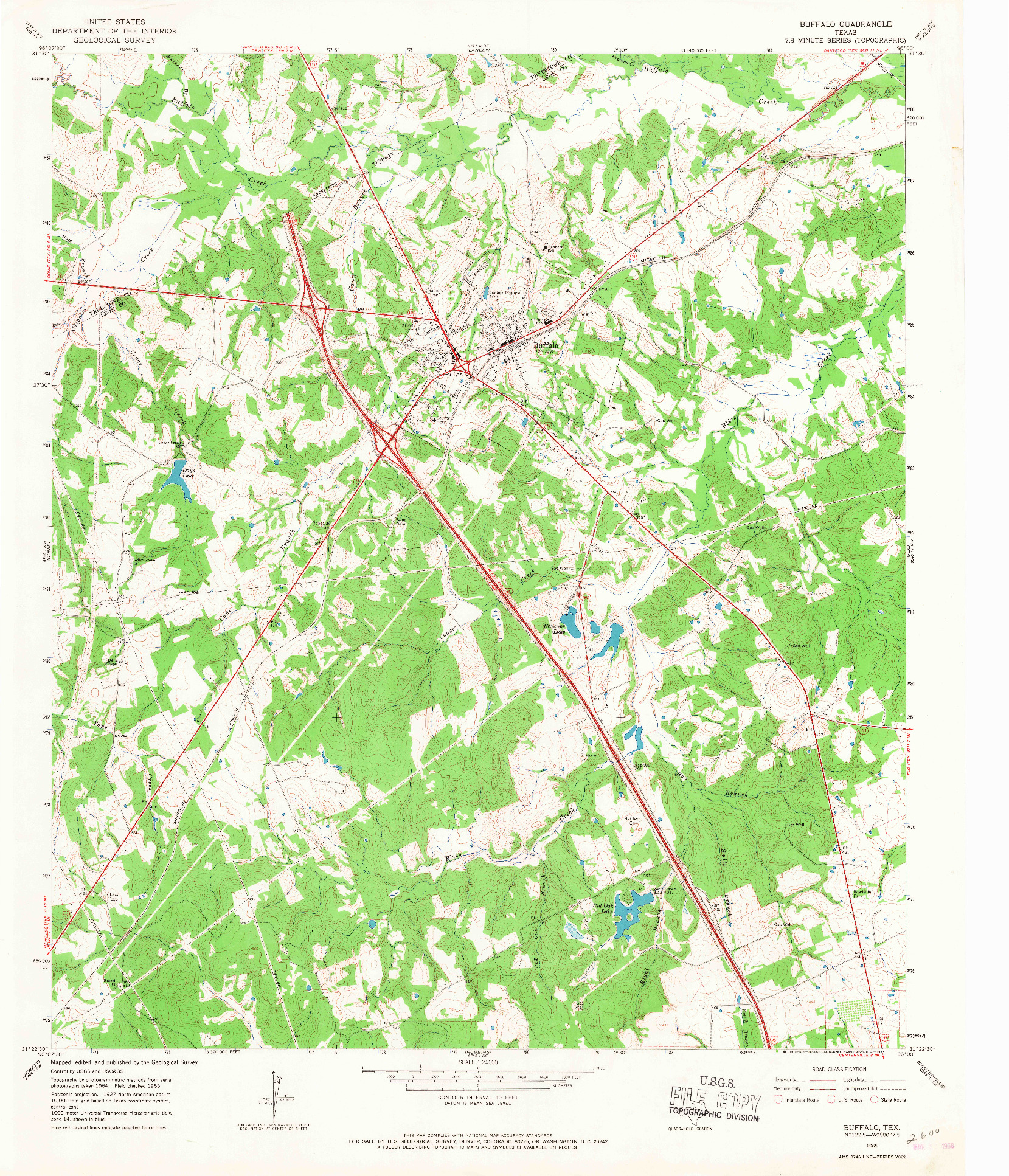 USGS 1:24000-SCALE QUADRANGLE FOR BUFFALO, TX 1965