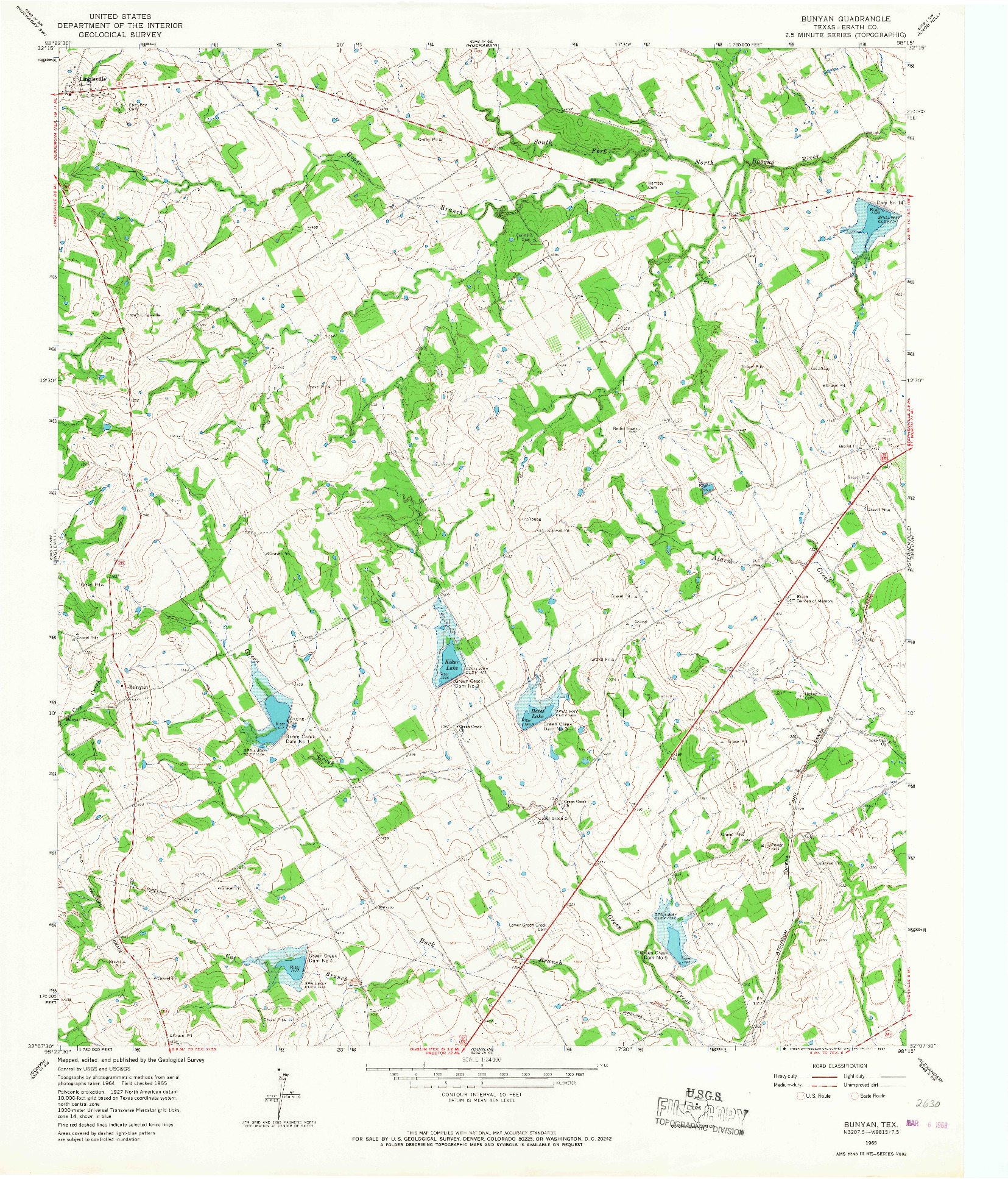 USGS 1:24000-SCALE QUADRANGLE FOR BUNYAN, TX 1965