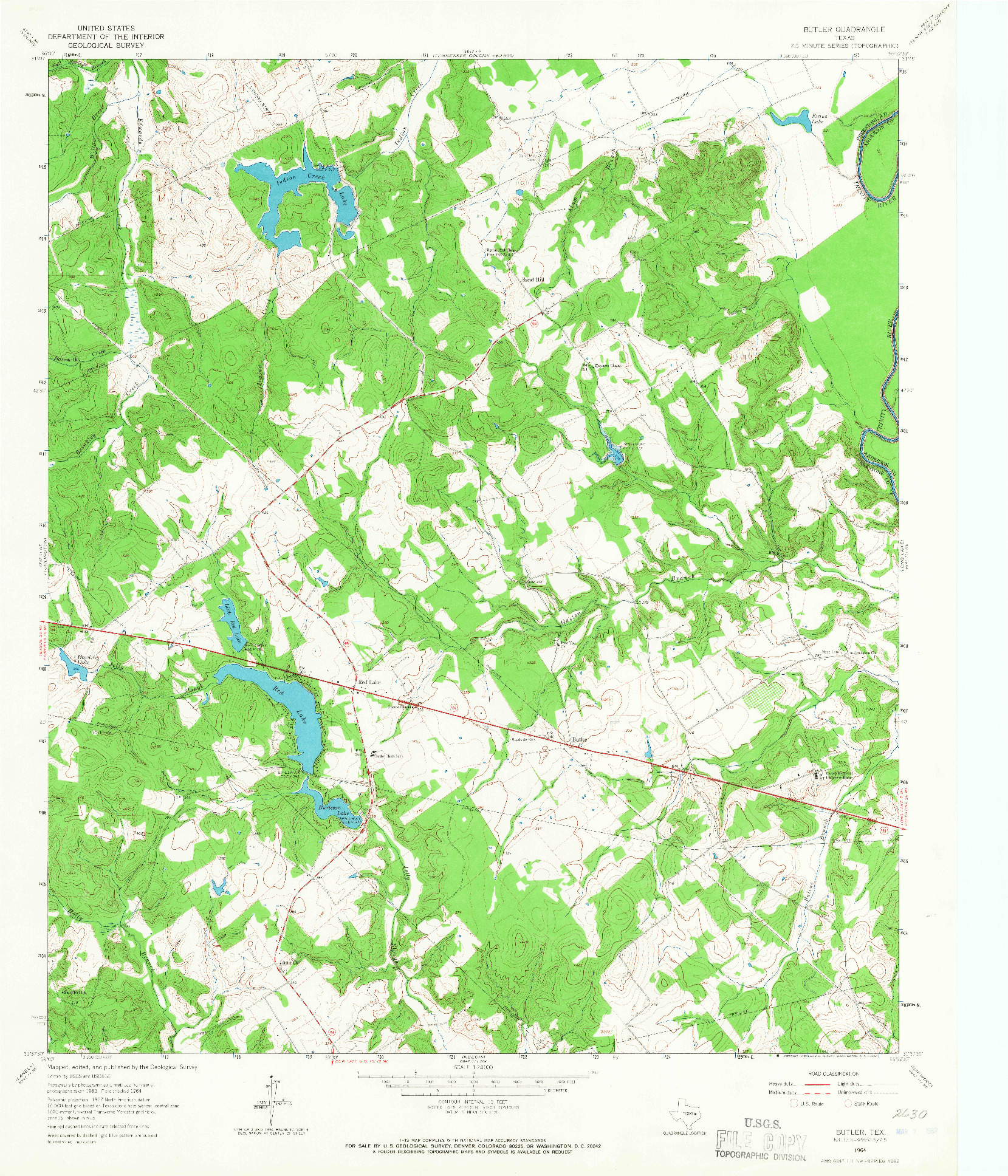 USGS 1:24000-SCALE QUADRANGLE FOR BUTLER, TX 1964