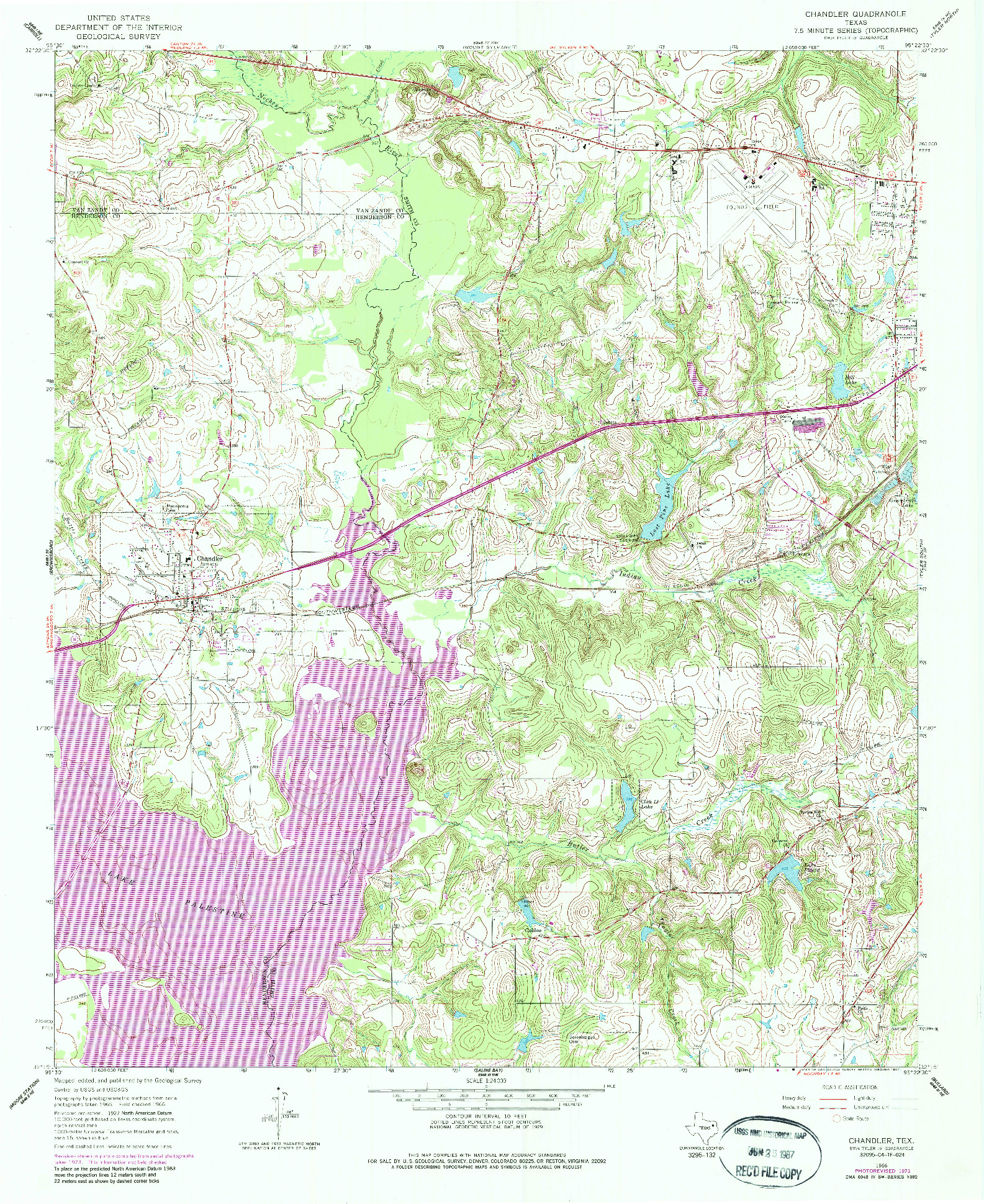 USGS 1:24000-SCALE QUADRANGLE FOR CHANDLER, TX 1966