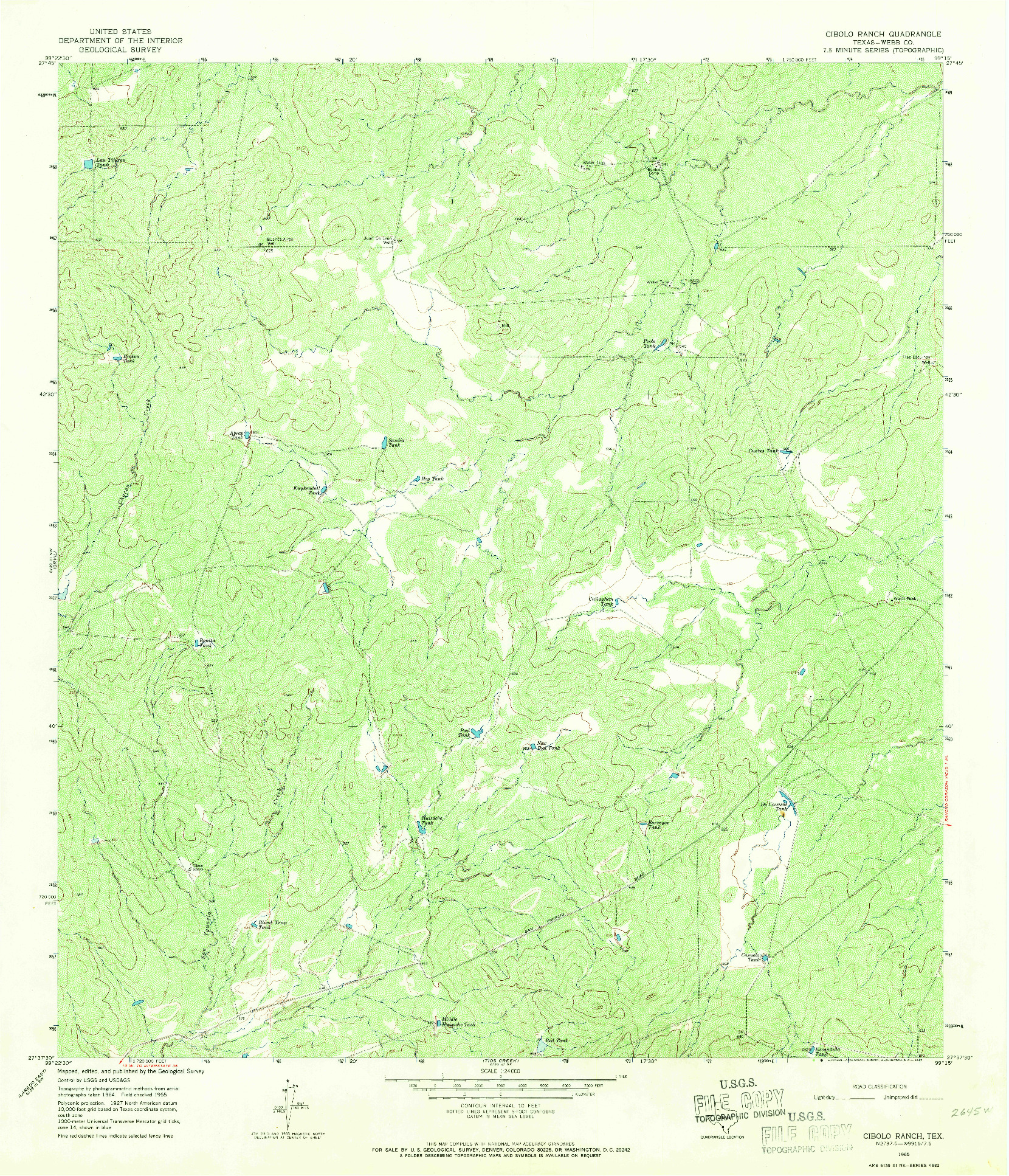 USGS 1:24000-SCALE QUADRANGLE FOR CIBOLO RANCH, TX 1965