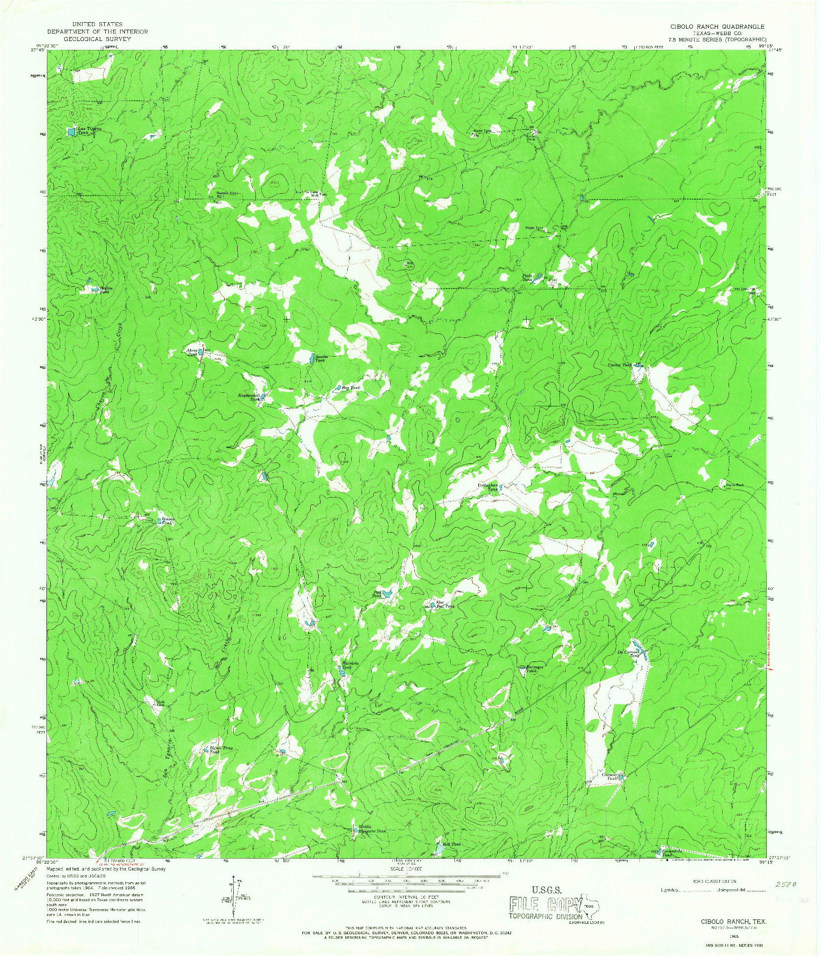 USGS 1:24000-SCALE QUADRANGLE FOR CIBOLO RANCH, TX 1965