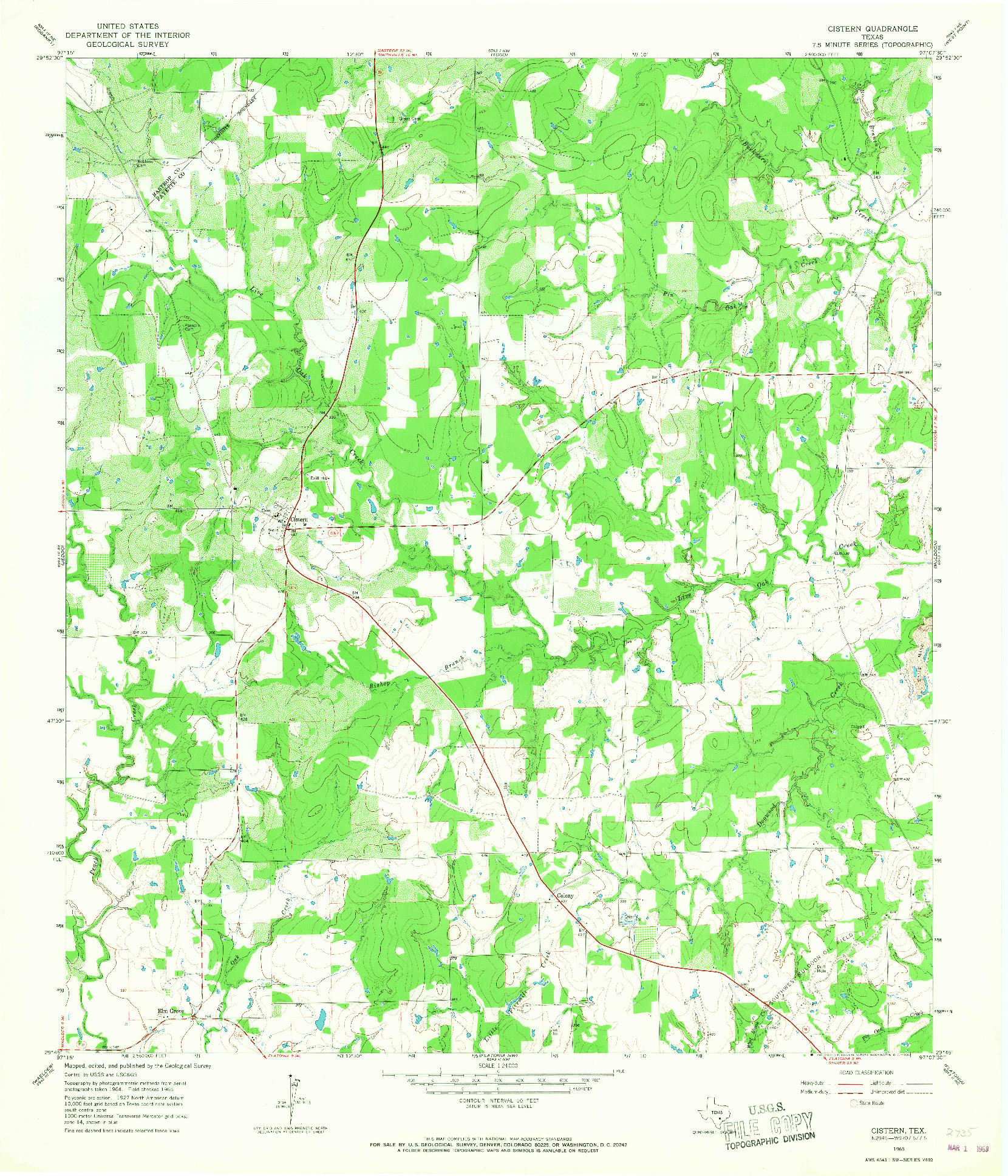 USGS 1:24000-SCALE QUADRANGLE FOR CISTERN, TX 1965