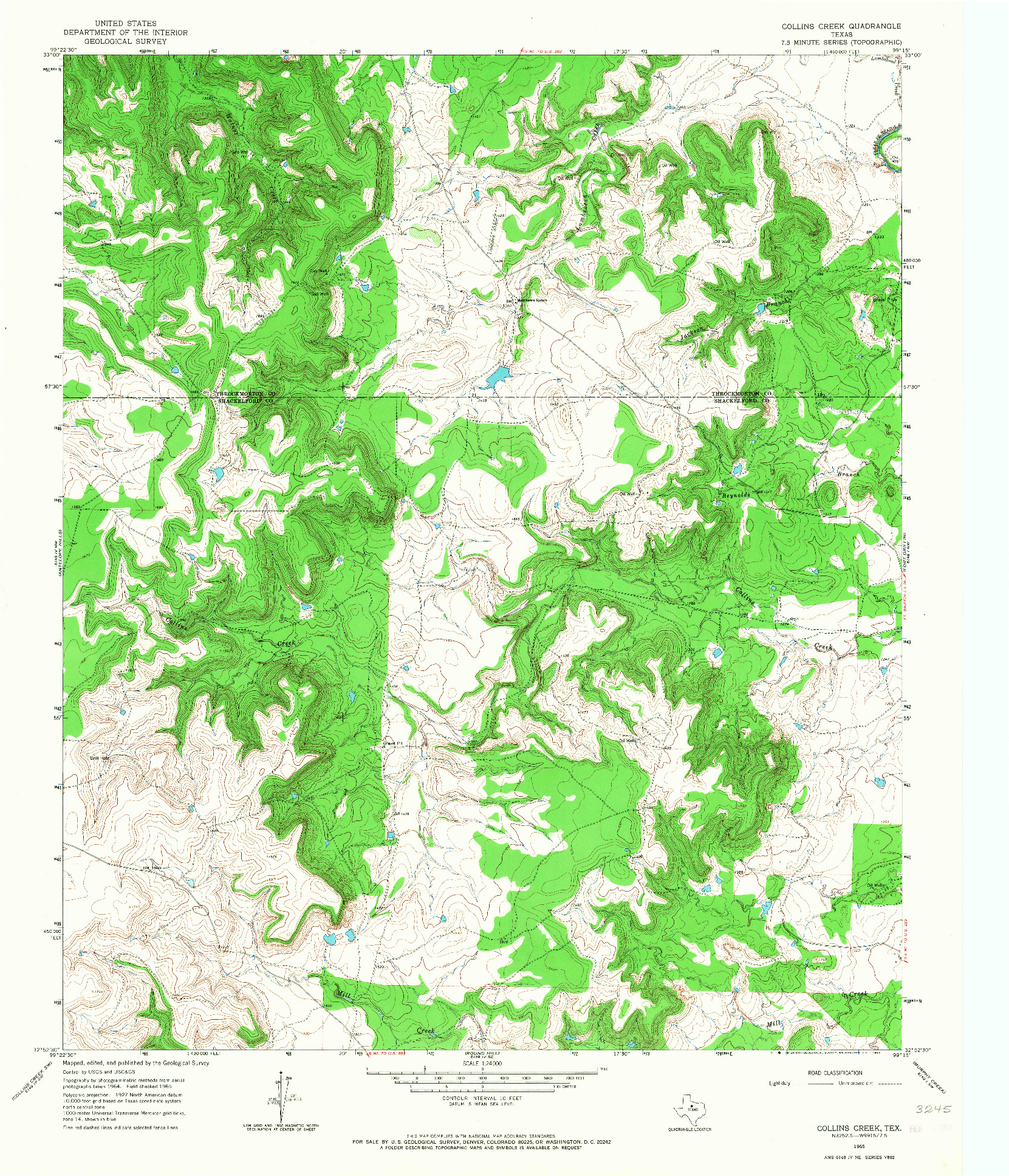 USGS 1:24000-SCALE QUADRANGLE FOR COLLINS CREEK, TX 1965