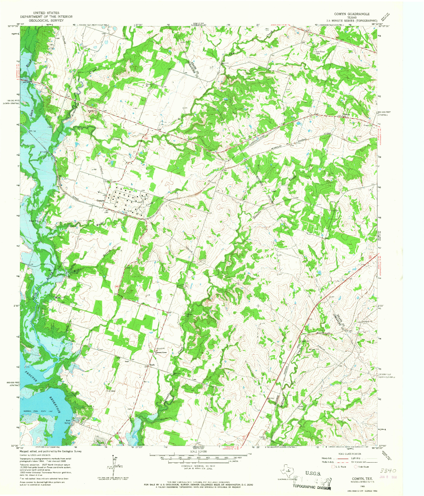 USGS 1:24000-SCALE QUADRANGLE FOR COMYN, TX 1965