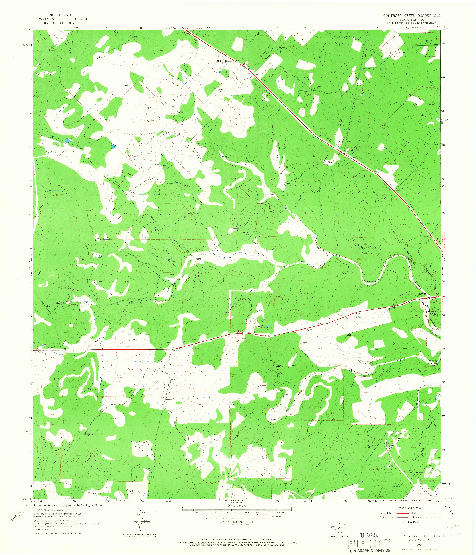 USGS 1:24000-SCALE QUADRANGLE FOR CONTRARY CREEK, TX 1964